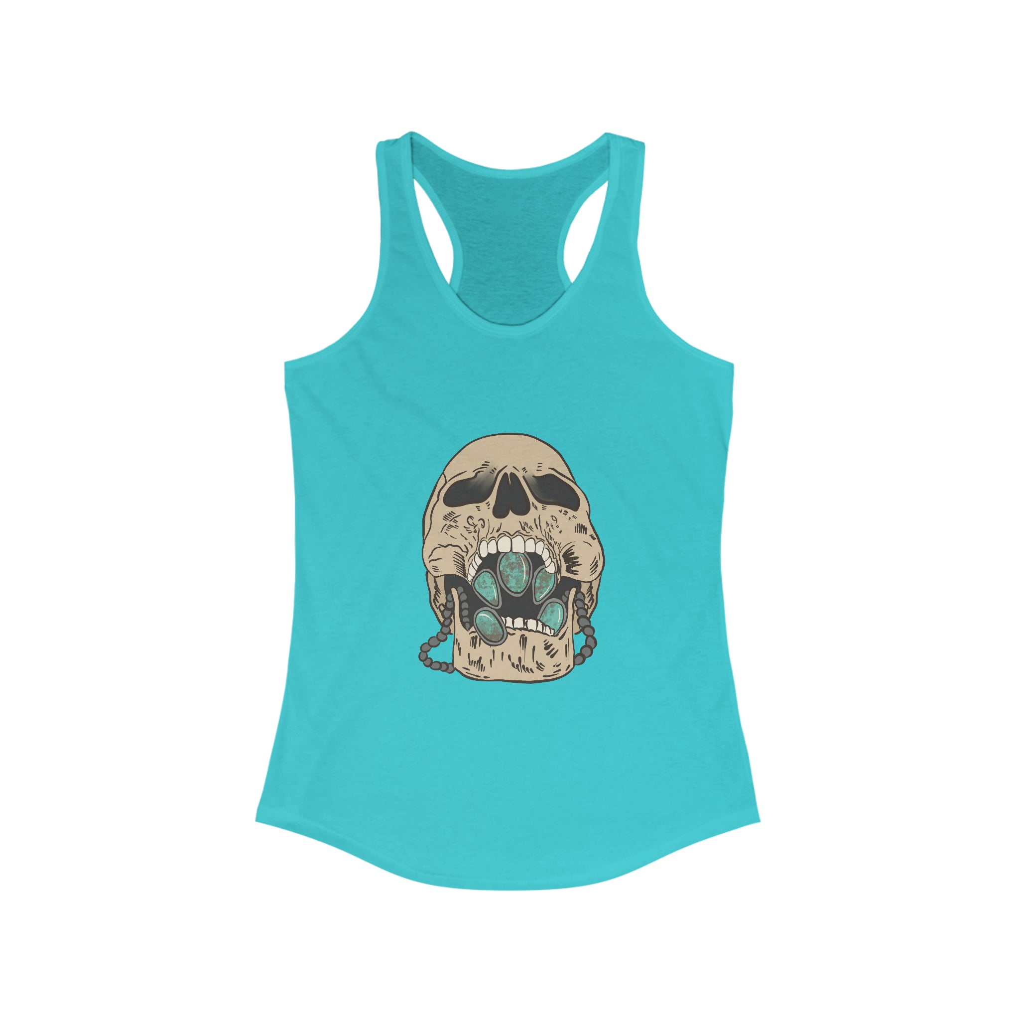 Squash Blossom Skull Racerback Tank tcc graphic tee Printify XS Solid Tahiti Blue