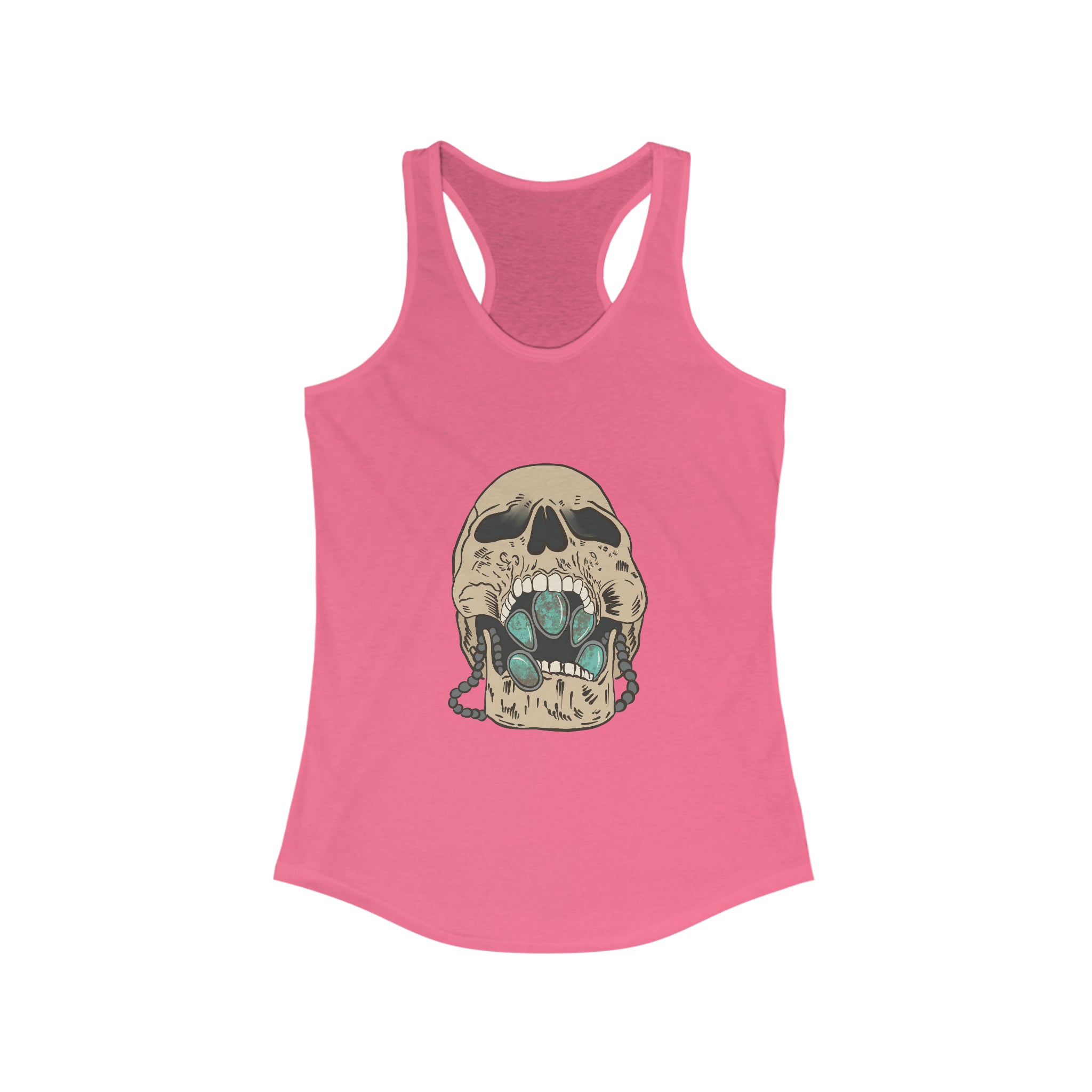 Squash Blossom Skull Racerback Tank tcc graphic tee Printify XS Solid Hot Pink