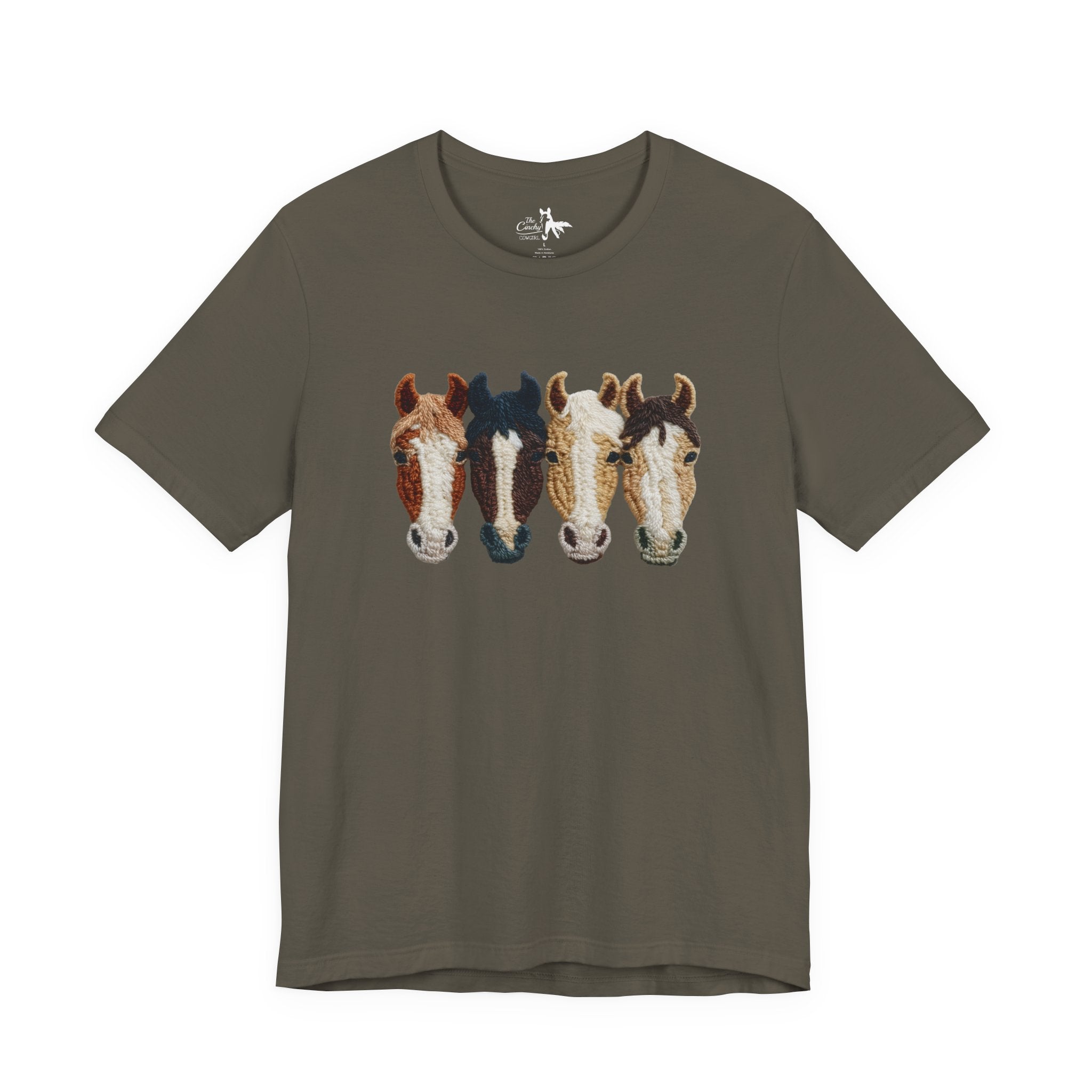 Faux Crochet Horses Short Sleeve Tee Graphic Tee The Cinchy Cowgirl - Print Army XS
