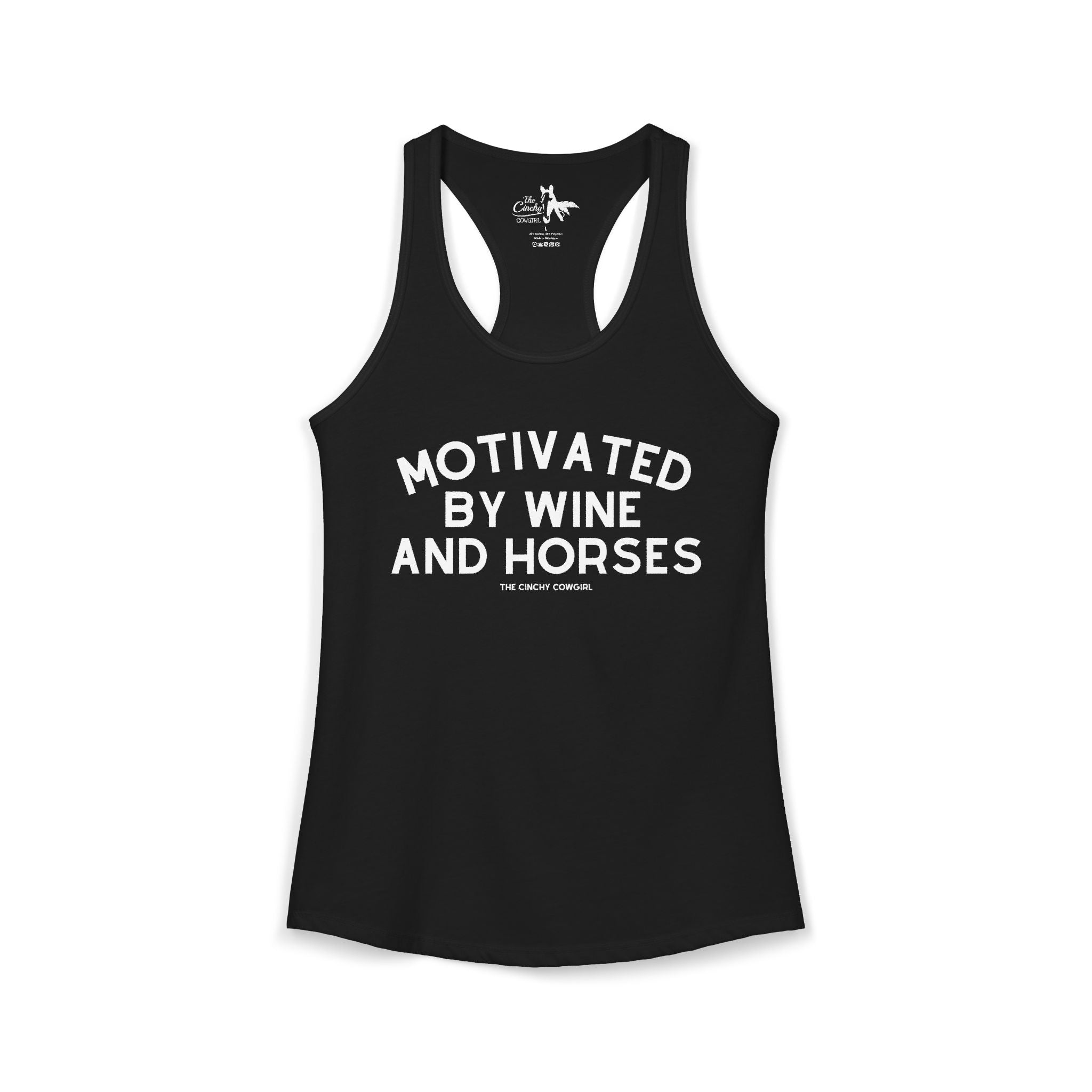 Motivated By Wine & Horses Tank Top Tank Top The Cinchy Cowgirl - Print XS Solid Black