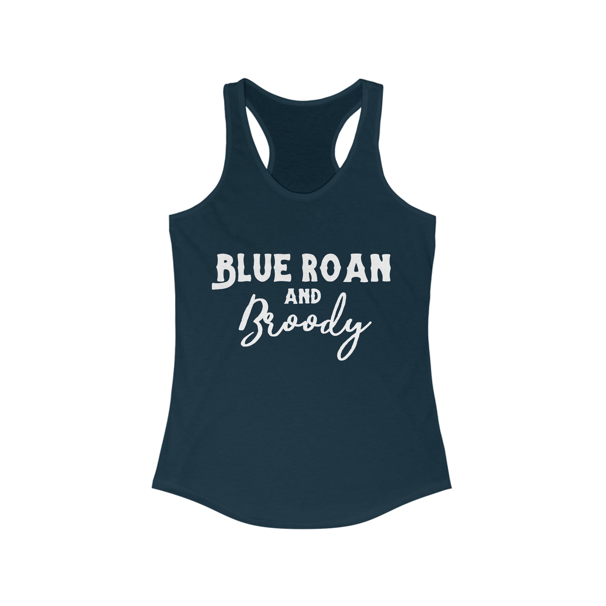 Blue Roan & Broody Racerback Tank Horse Color Shirts Printify XS Solid Midnight Navy