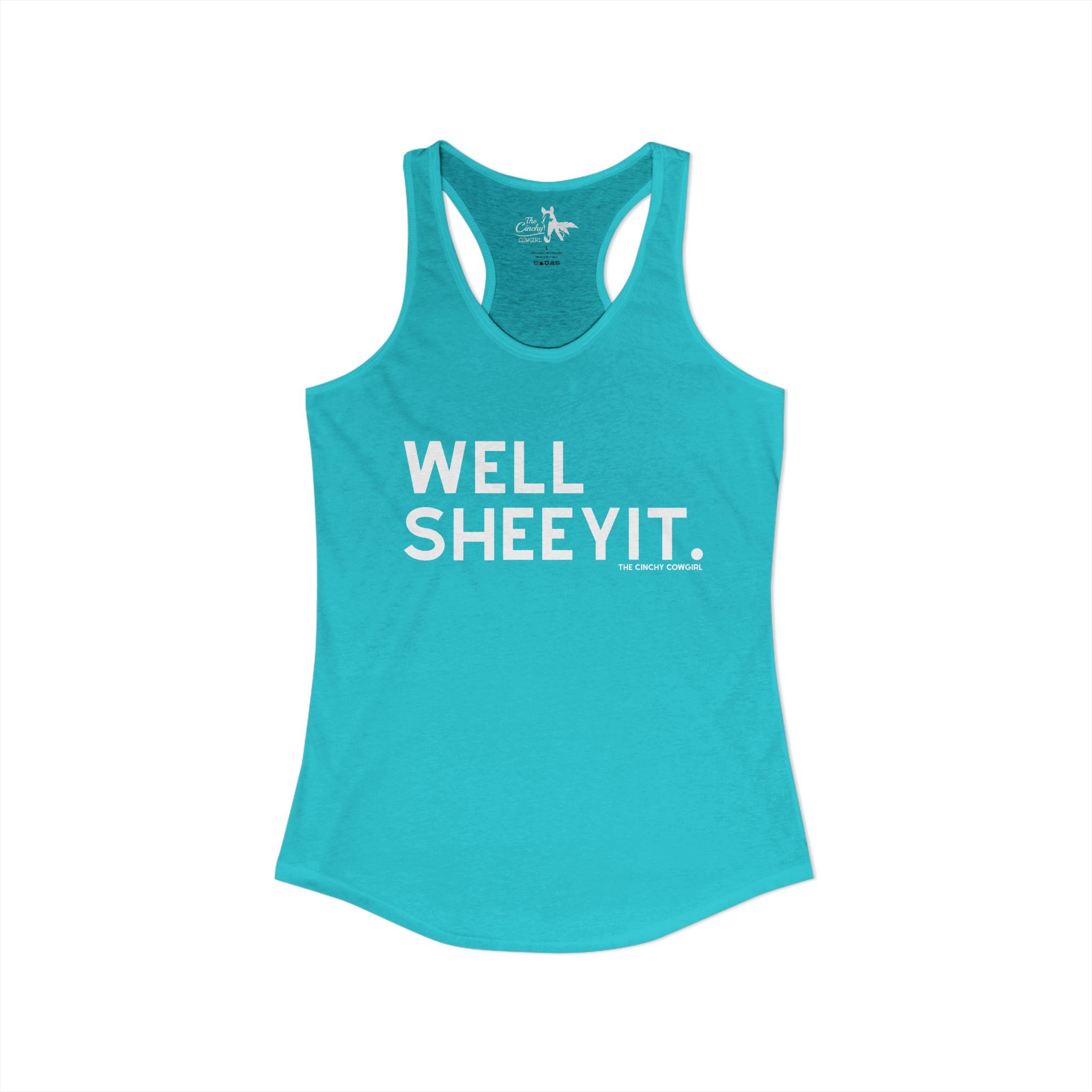 Well Sheeyit Tank Top Tank Top The Cinchy Cowgirl - Print XS Solid Tahiti Blue