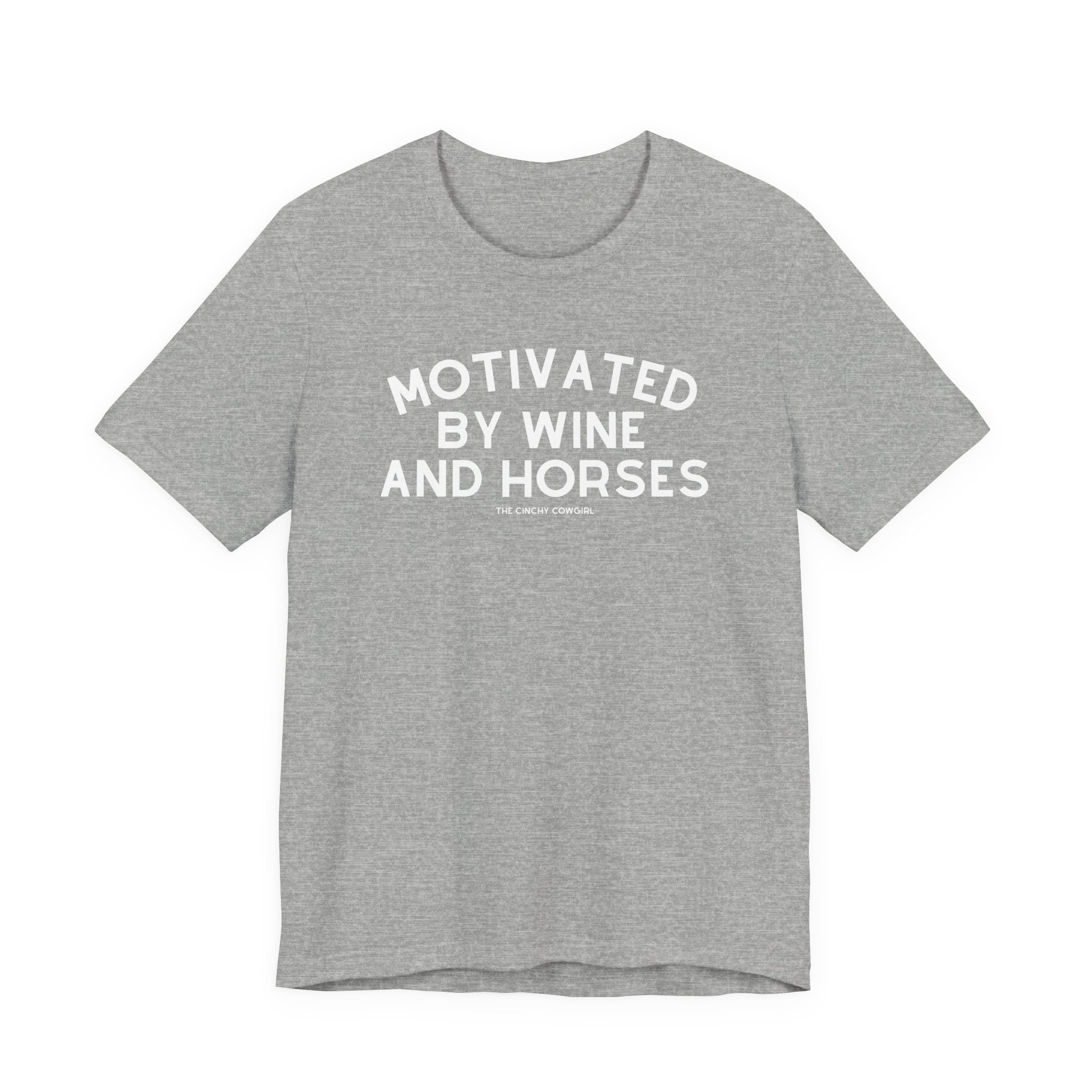 Motivated By Wine & Horses Short Sleeve Tee T-Shirt The Cinchy Cowgirl - Print Athletic Heather XS