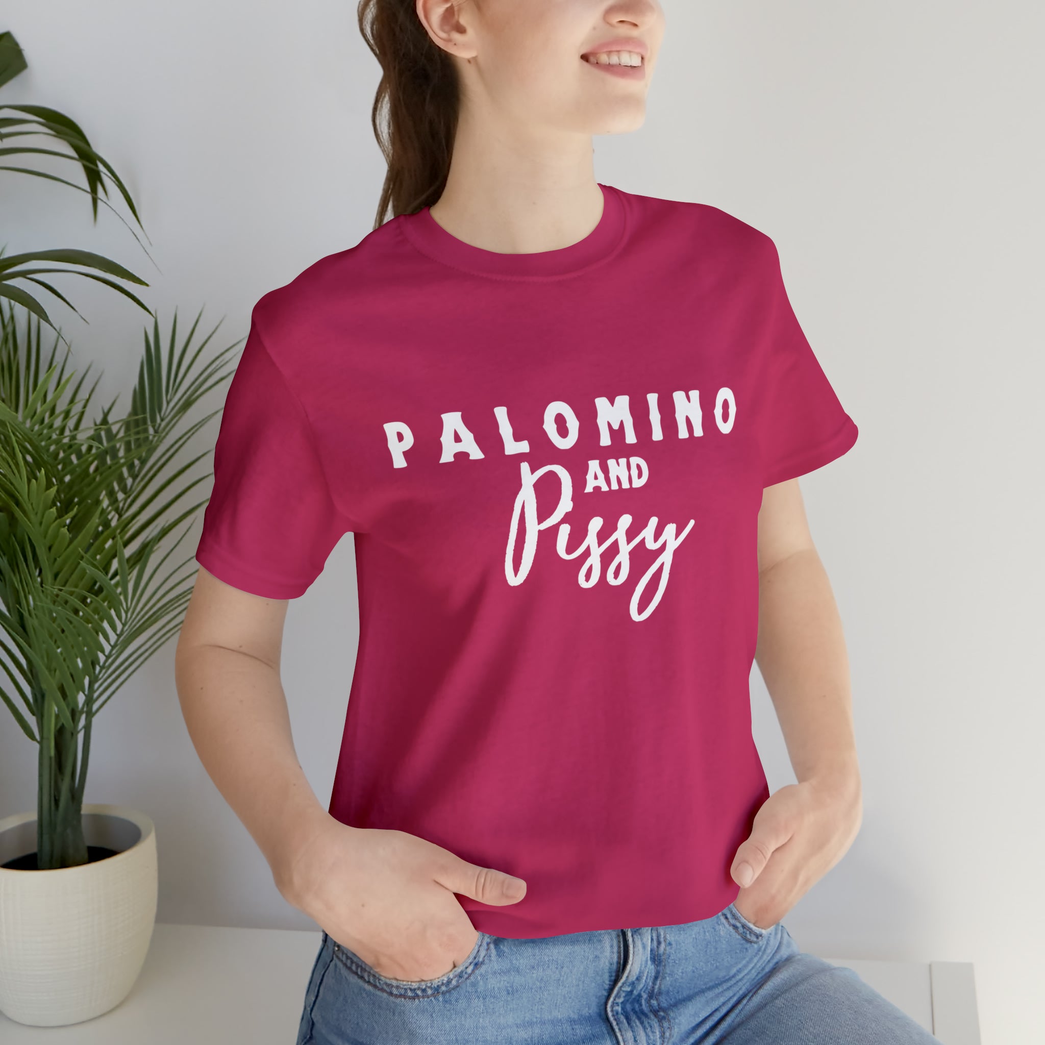 Palomino & Pissy Short Sleeve Tee Horse Color Shirt Printify Berry XS