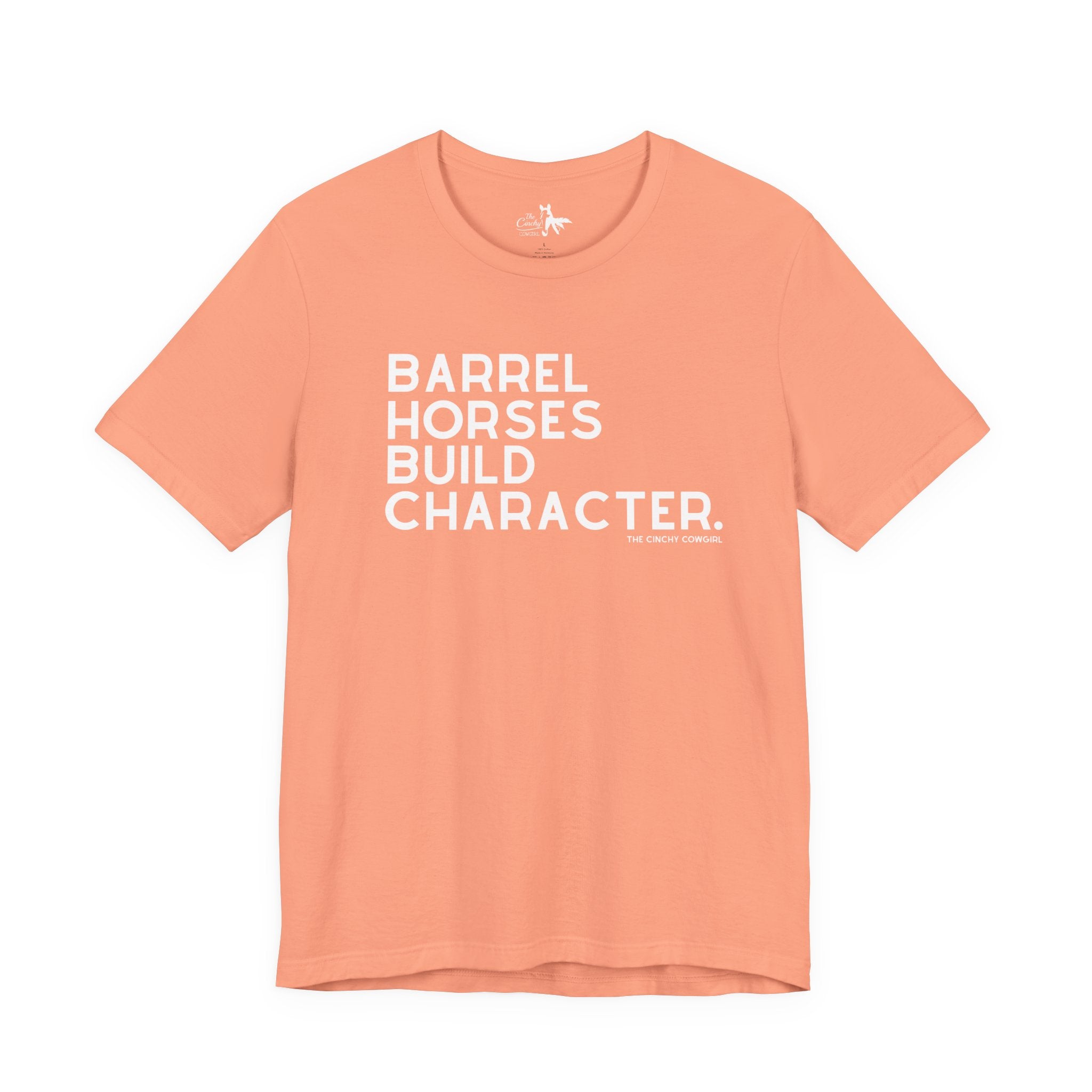 Barrel Horses Build Character Short Sleeve Tee Graphic Tee The Cinchy Cowgirl - Print Sunset XS