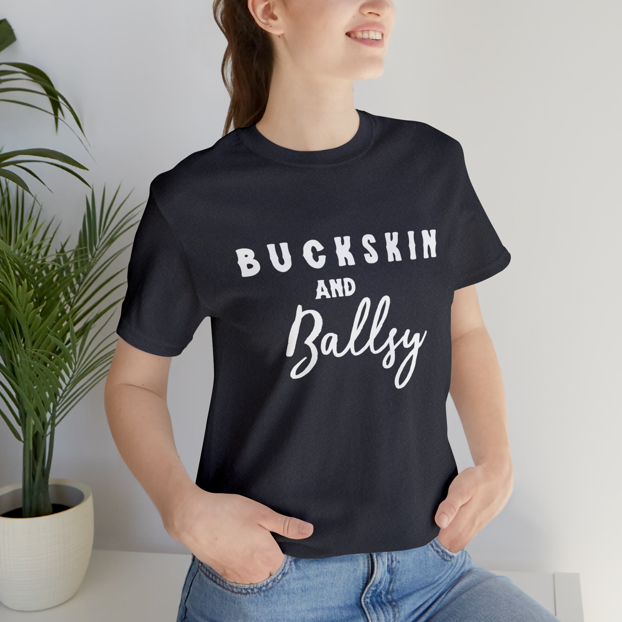 Buckskin & Ballsy Short Sleeve Tee Horse Color Shirt Printify Heather Navy XS