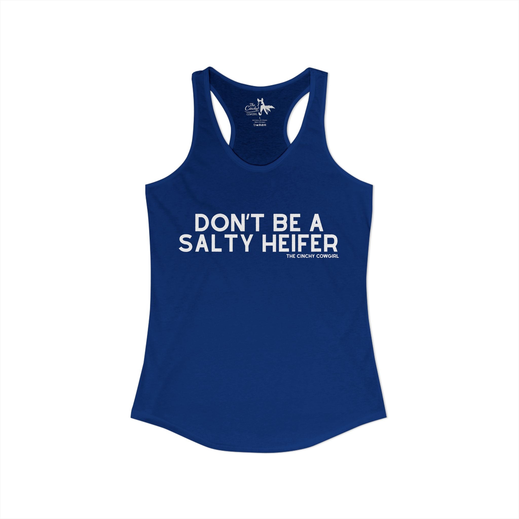 Don't Be A Salty Heifer Tank Top Tank Top The Cinchy Cowgirl - Print XS Solid Royal