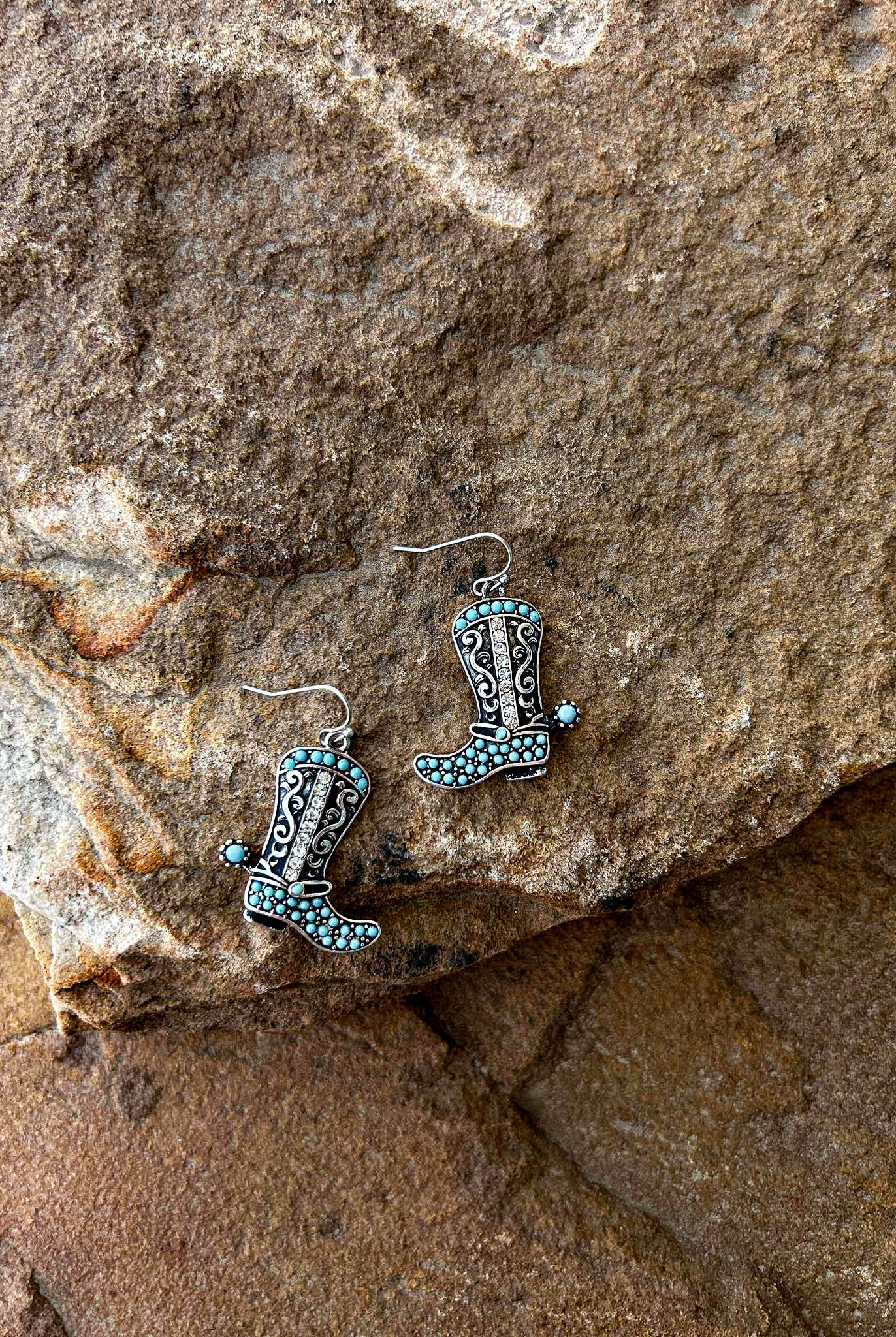 Cowboy Boot Dangle Earrings Earrings Blue Tortoise
