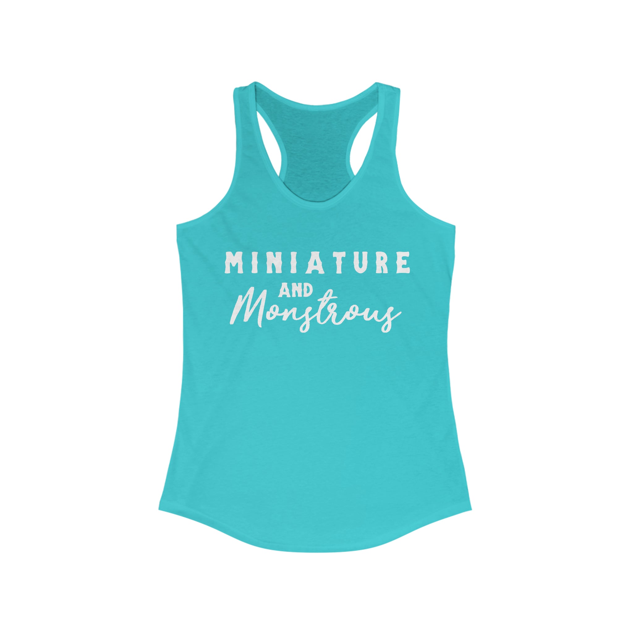 Miniature & Monstrous Racerback Tank Horse Color Shirts Printify XS Solid Tahiti Blue