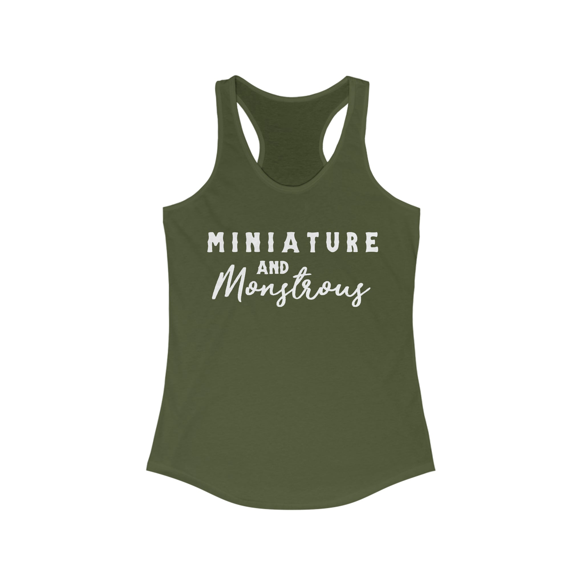 Miniature & Monstrous Racerback Tank Horse Color Shirts Printify XS Solid Military Green