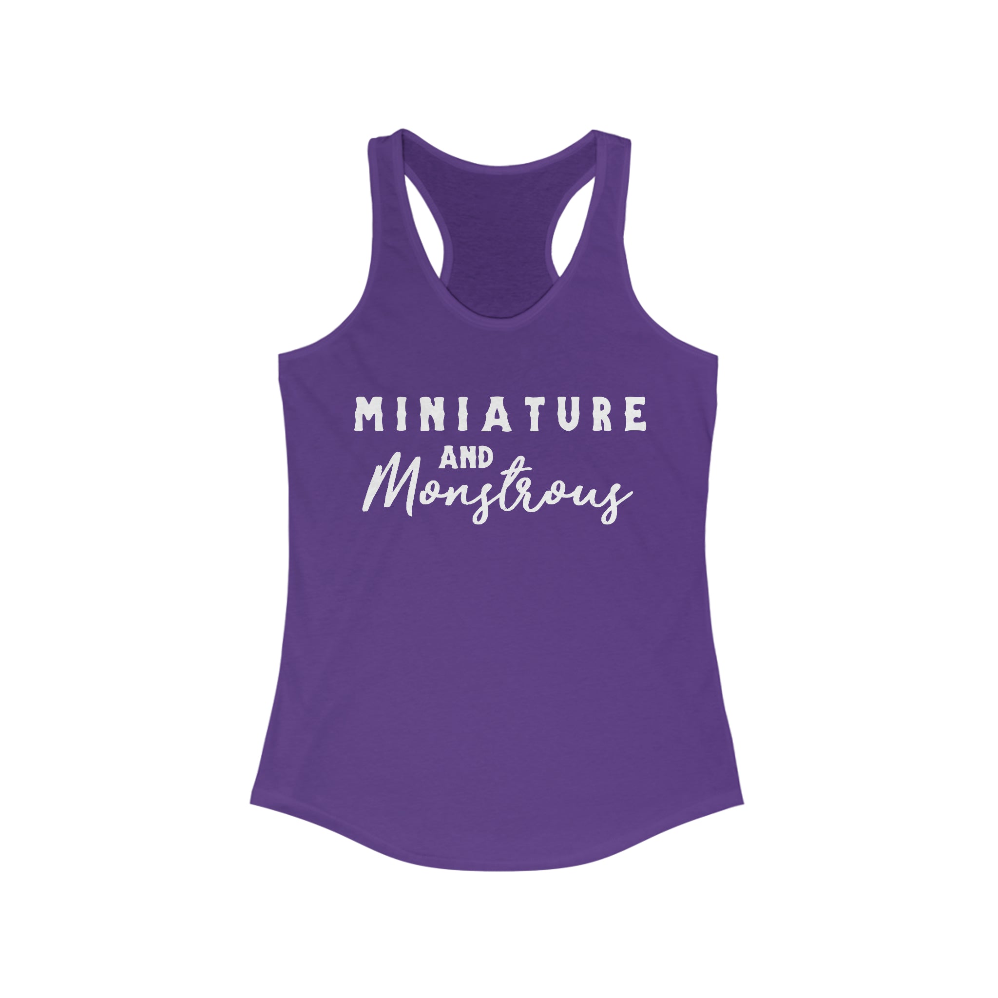 Miniature & Monstrous Racerback Tank Horse Color Shirts Printify XS Solid Purple Rush