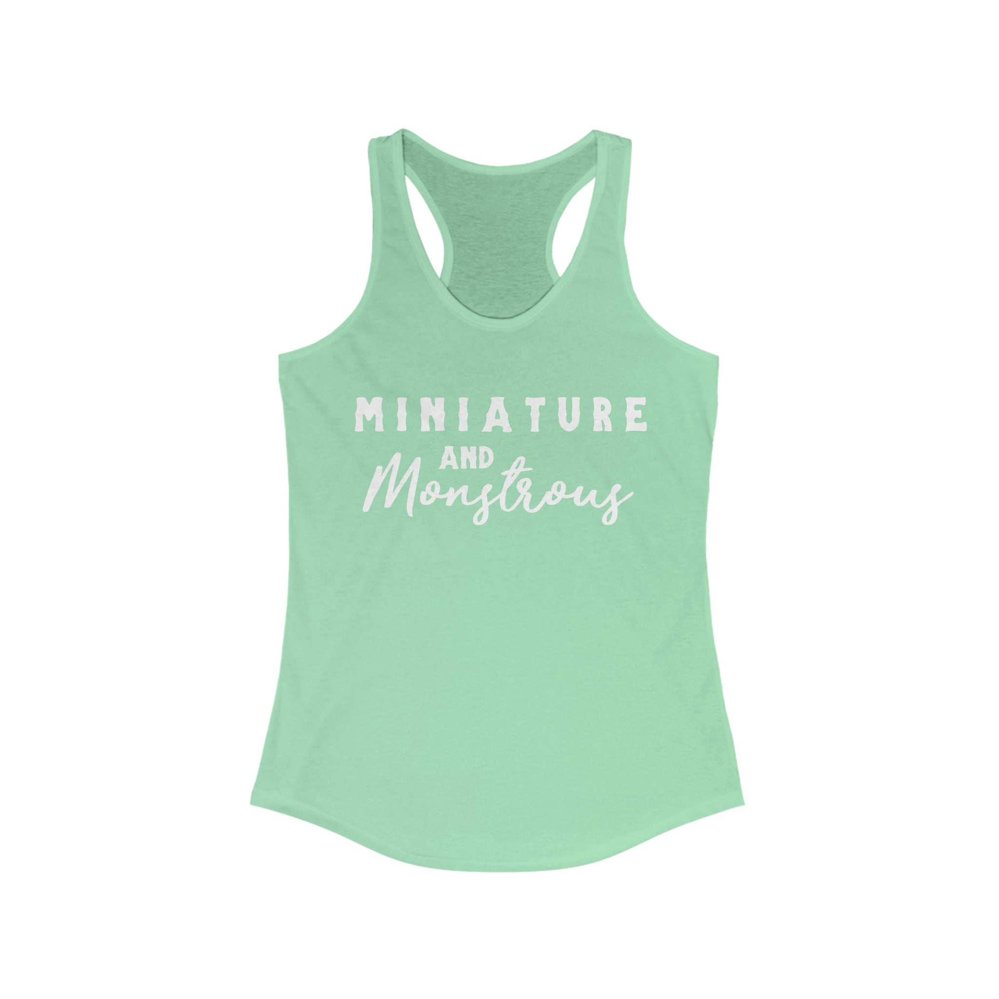 Miniature & Monstrous Racerback Tank Horse Color Shirts Printify XS Solid Mint