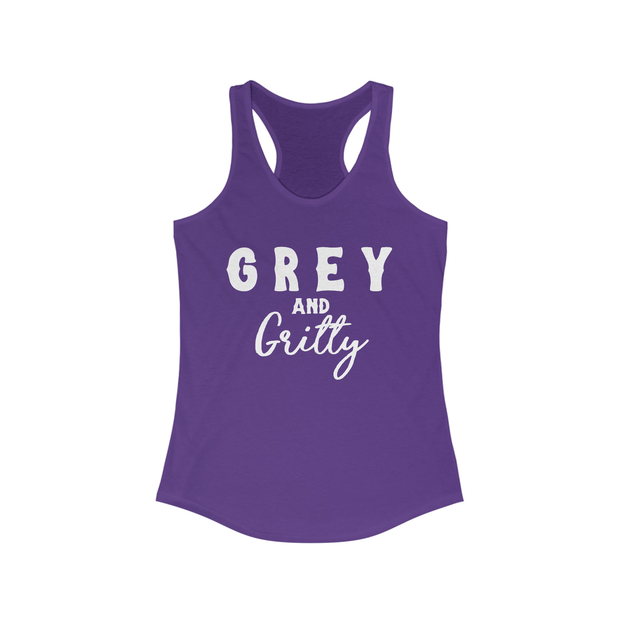 Grey & Gritty Racerback Tank Horse Color Shirts Printify XS Solid Purple Rush