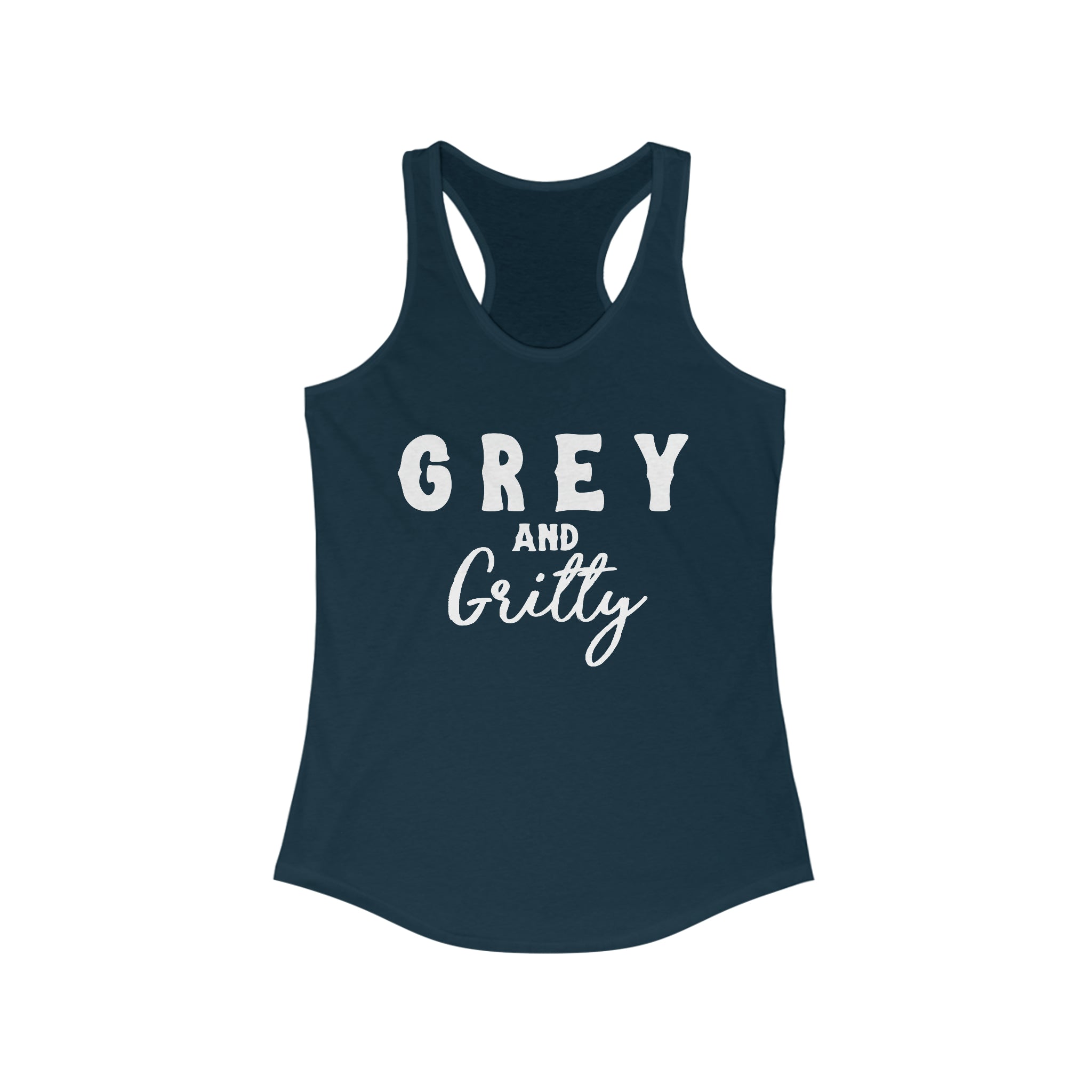 Grey & Gritty Racerback Tank Horse Color Shirts Printify XS Solid Midnight Navy