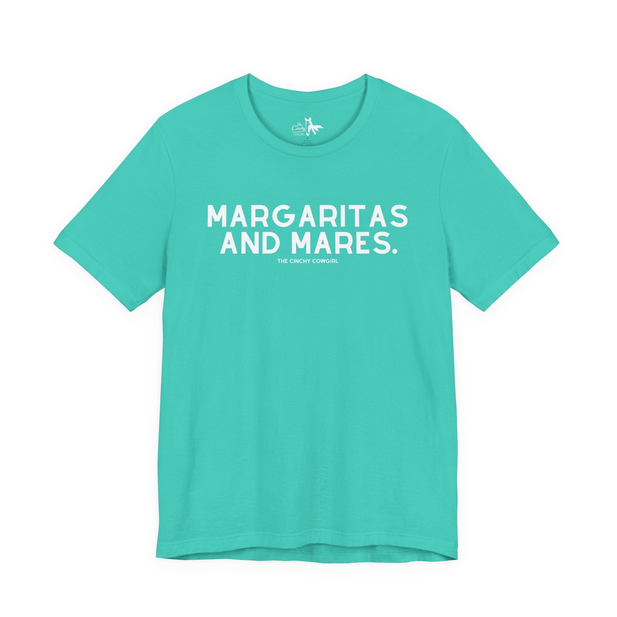 Margaritas & Mares Short Sleeve Tee T-Shirt The Cinchy Cowgirl - Print Teal XS