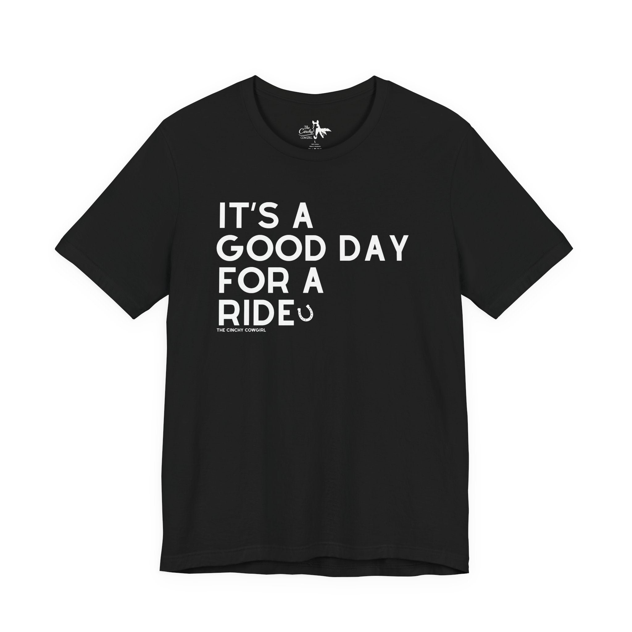 It's A Good Day For A Ride Short Sleeve Tee graphic tee The Cinchy Cowgirl - Print Black XS
