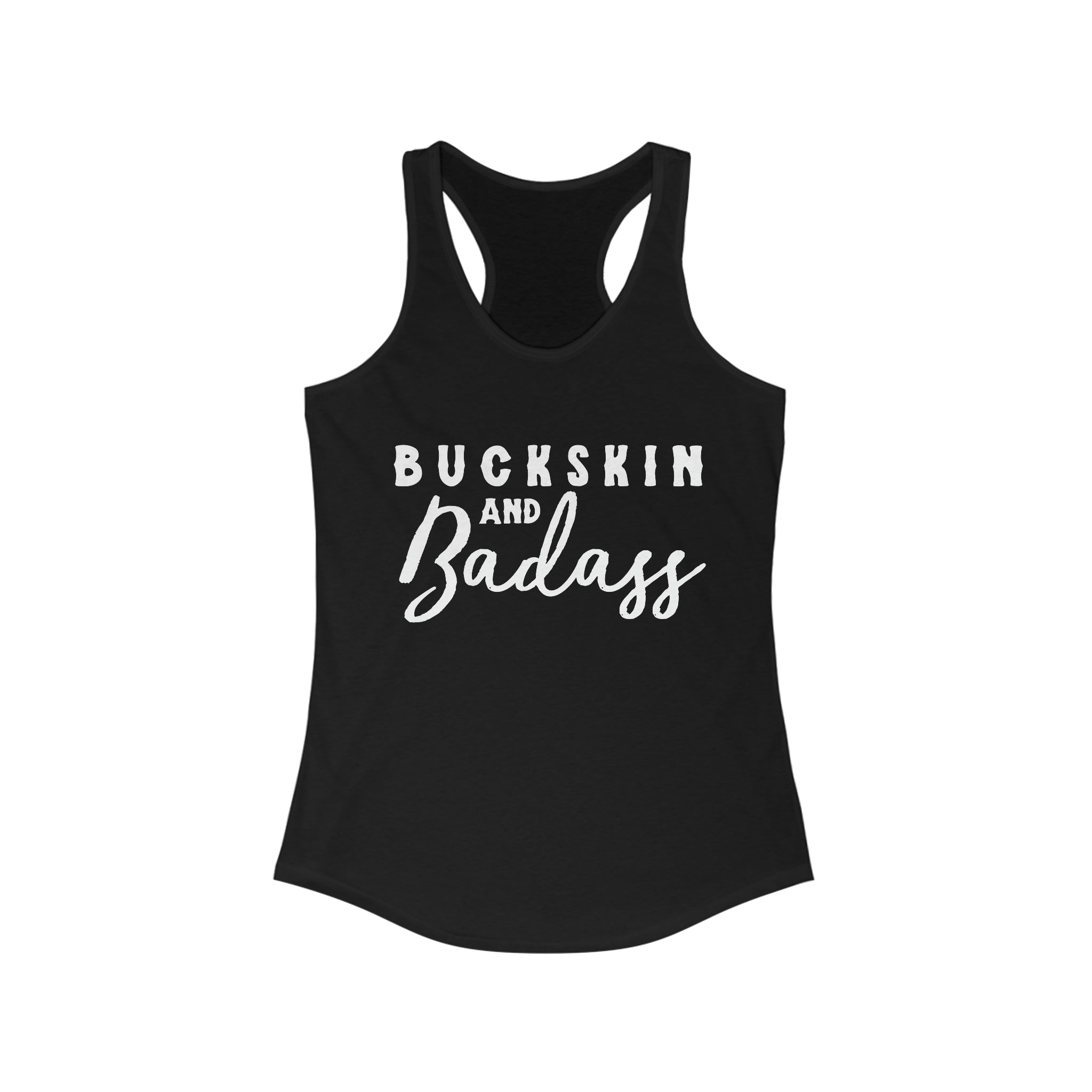 Buckskin & Badass Racerback Tank Horse Color Shirts Printify XS Solid Black