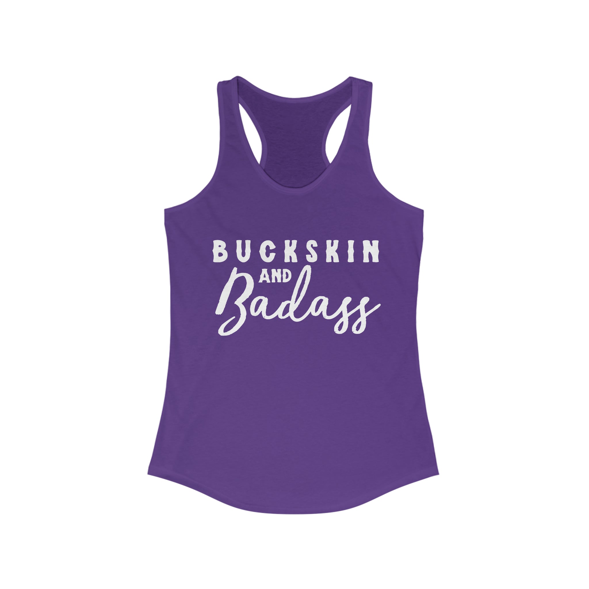 Buckskin & Badass Racerback Tank Horse Color Shirts Printify XS Solid Purple Rush