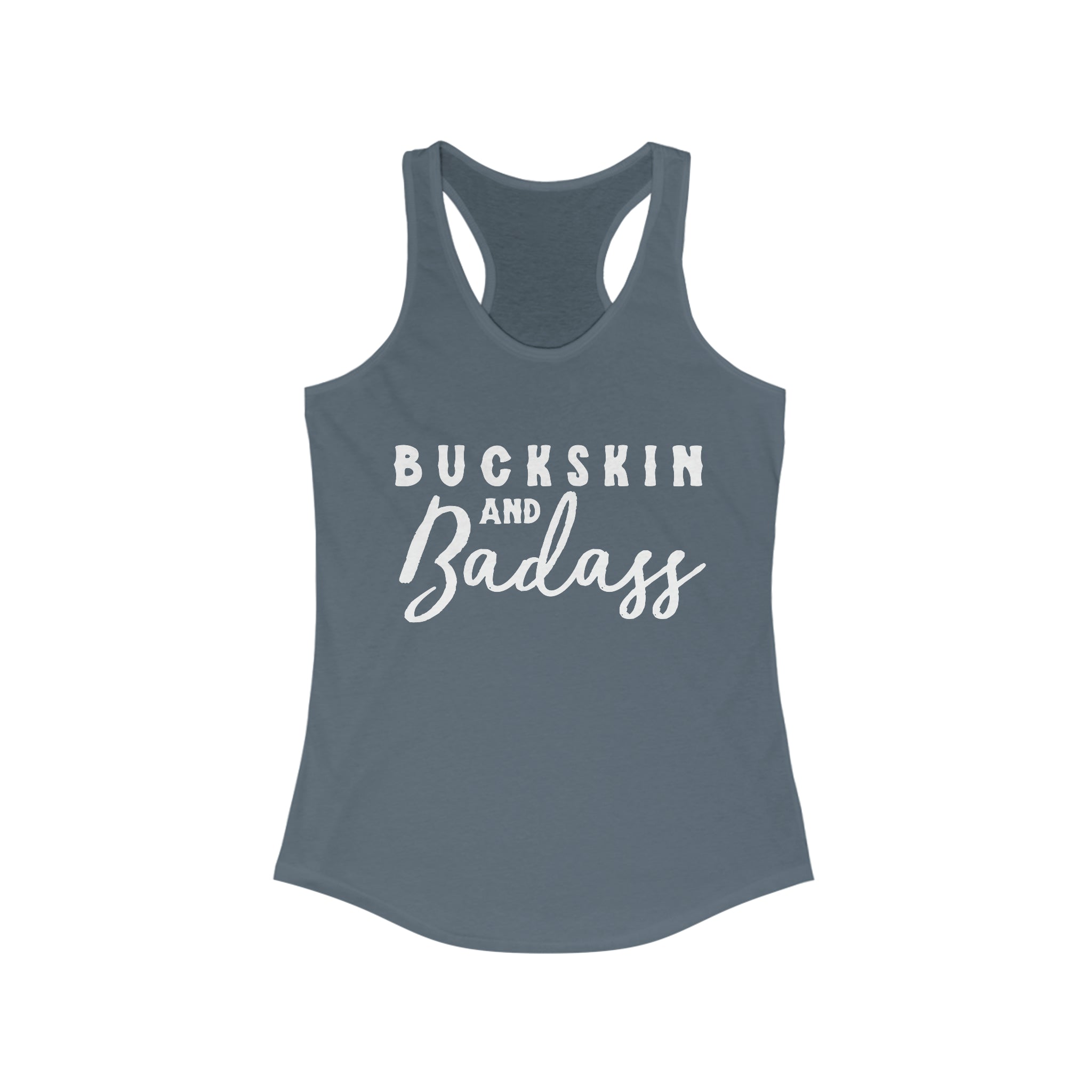 Buckskin & Badass Racerback Tank Horse Color Shirts Printify XS Solid Indigo