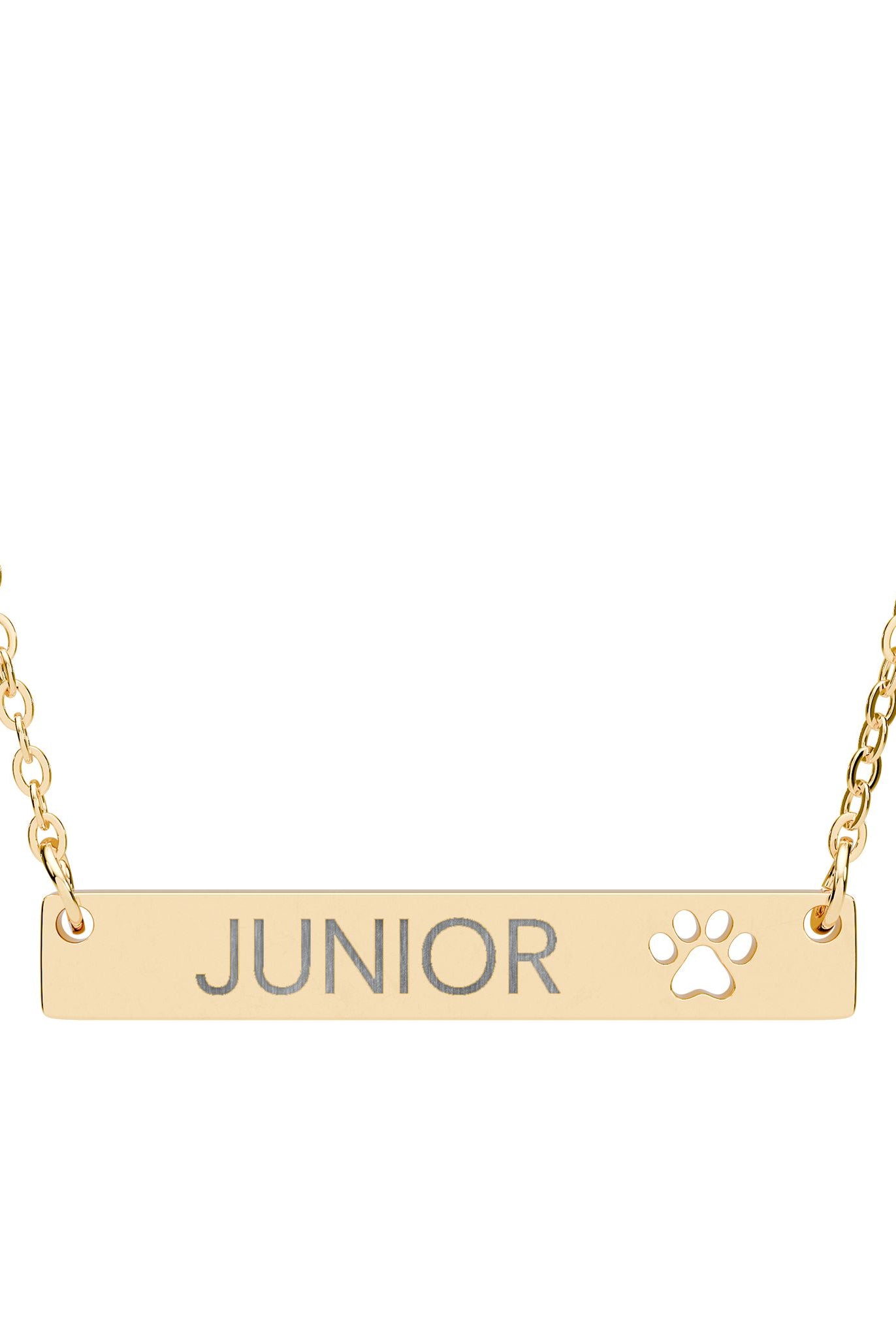 Personalized Dog Name Paw Print Bar Necklace Accessories The Cinchy Cowgirl - Print One Size 18K Gold PVD coating