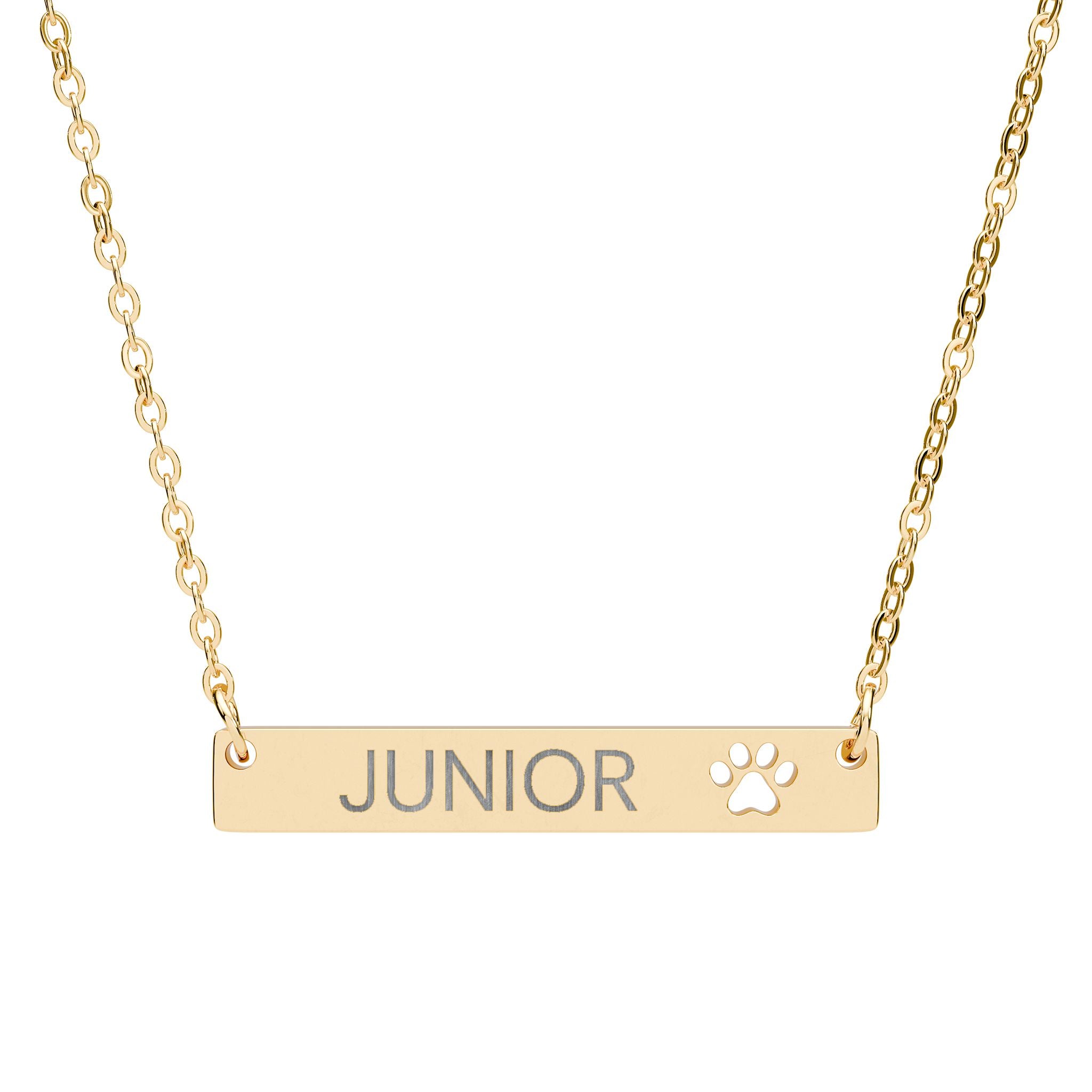 Personalized Dog Name Paw Print Bar Necklace Accessories The Cinchy Cowgirl - Print One Size 18K Gold PVD coating
