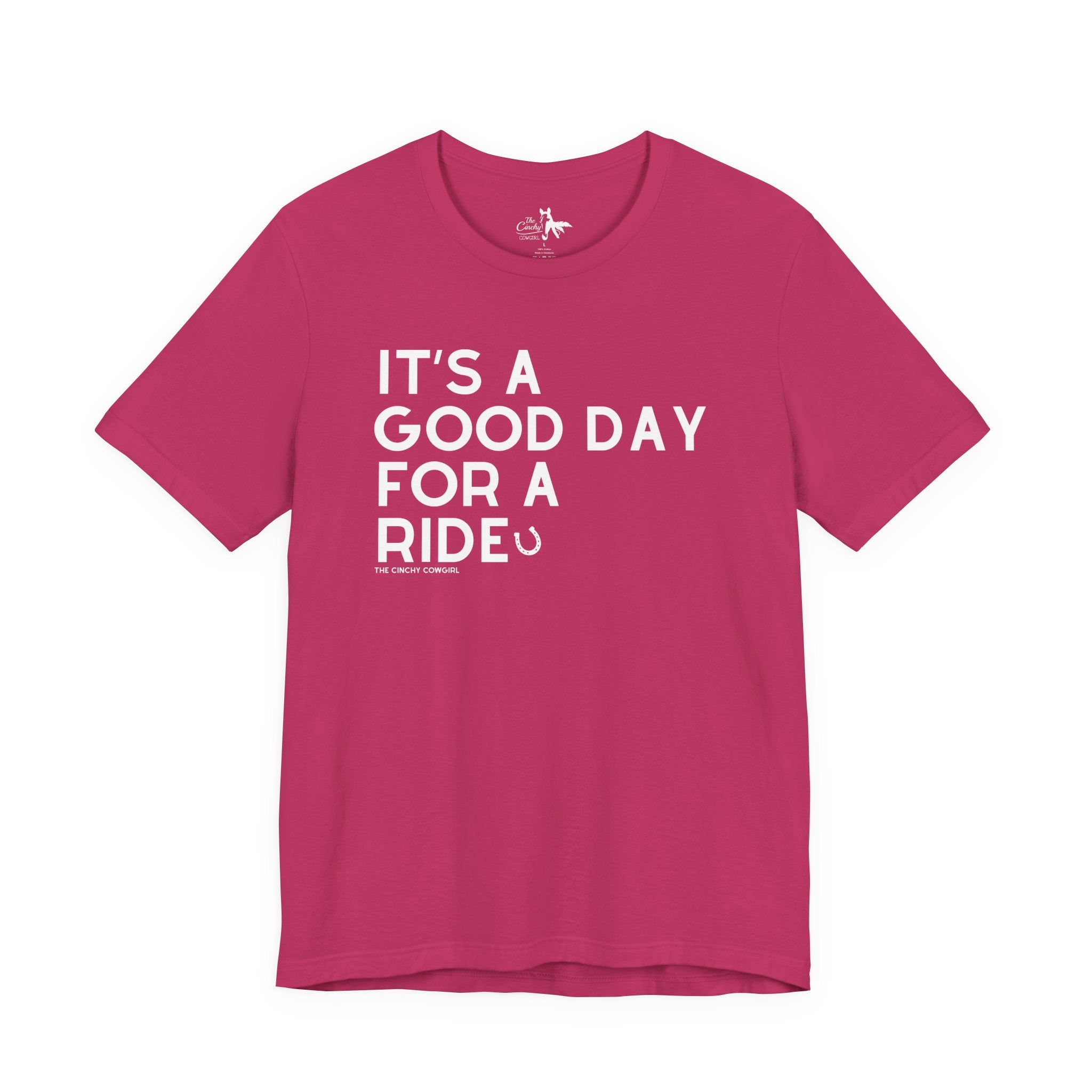 It's A Good Day For A Ride Short Sleeve Tee graphic tee The Cinchy Cowgirl - Print Berry XS