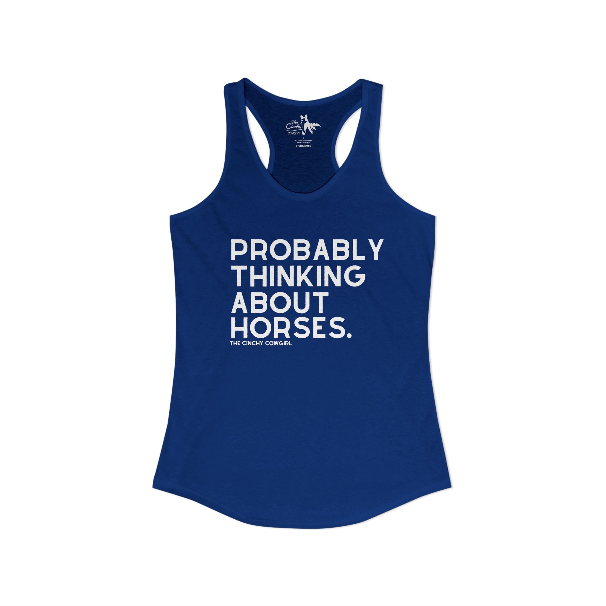 Probably Thinking About Horses Tank Top graphic tank The Cinchy Cowgirl - Print XS Solid Royal