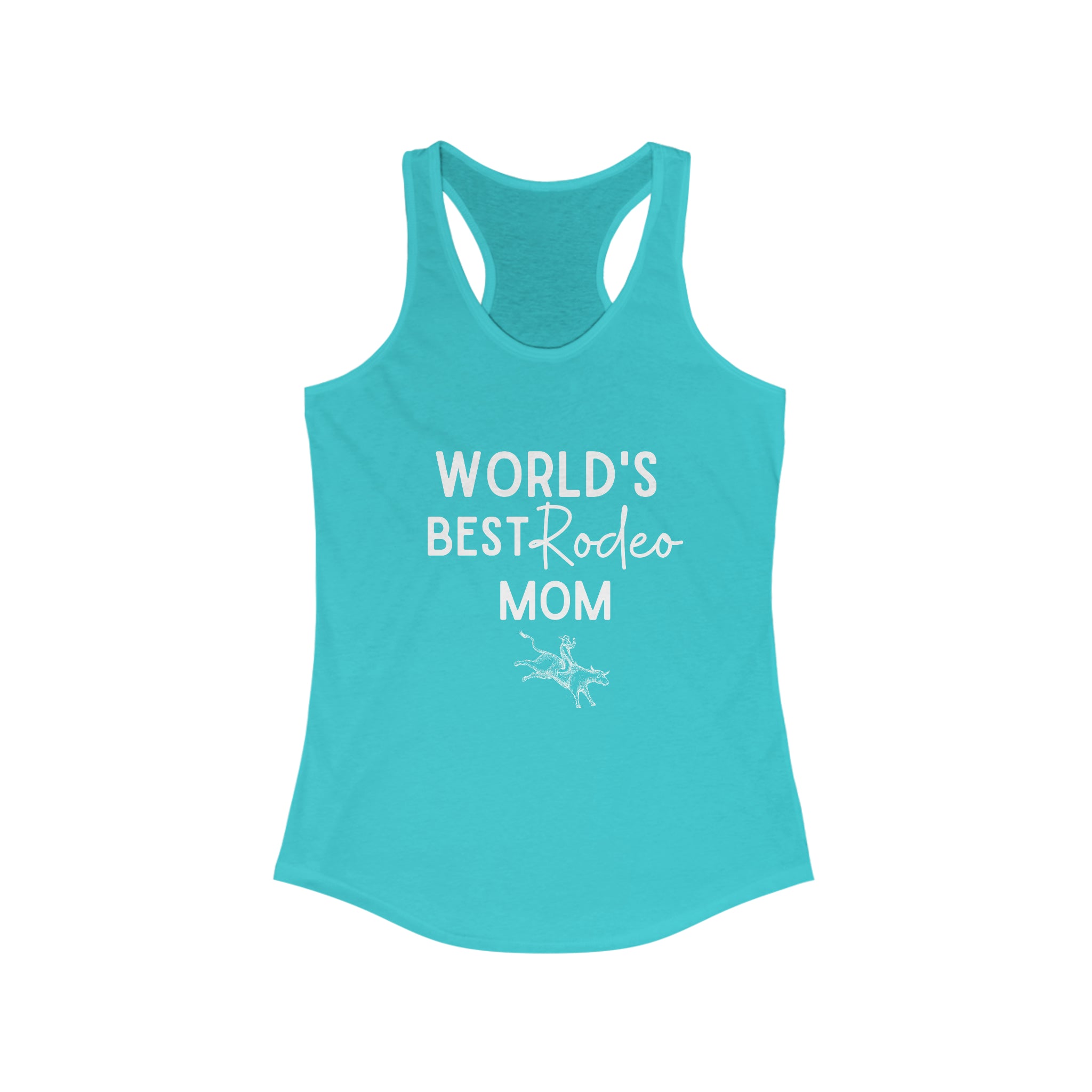 World's Best Rodeo Mom Racerback Tank tcc graphic tee Printify XS Solid Tahiti Blue