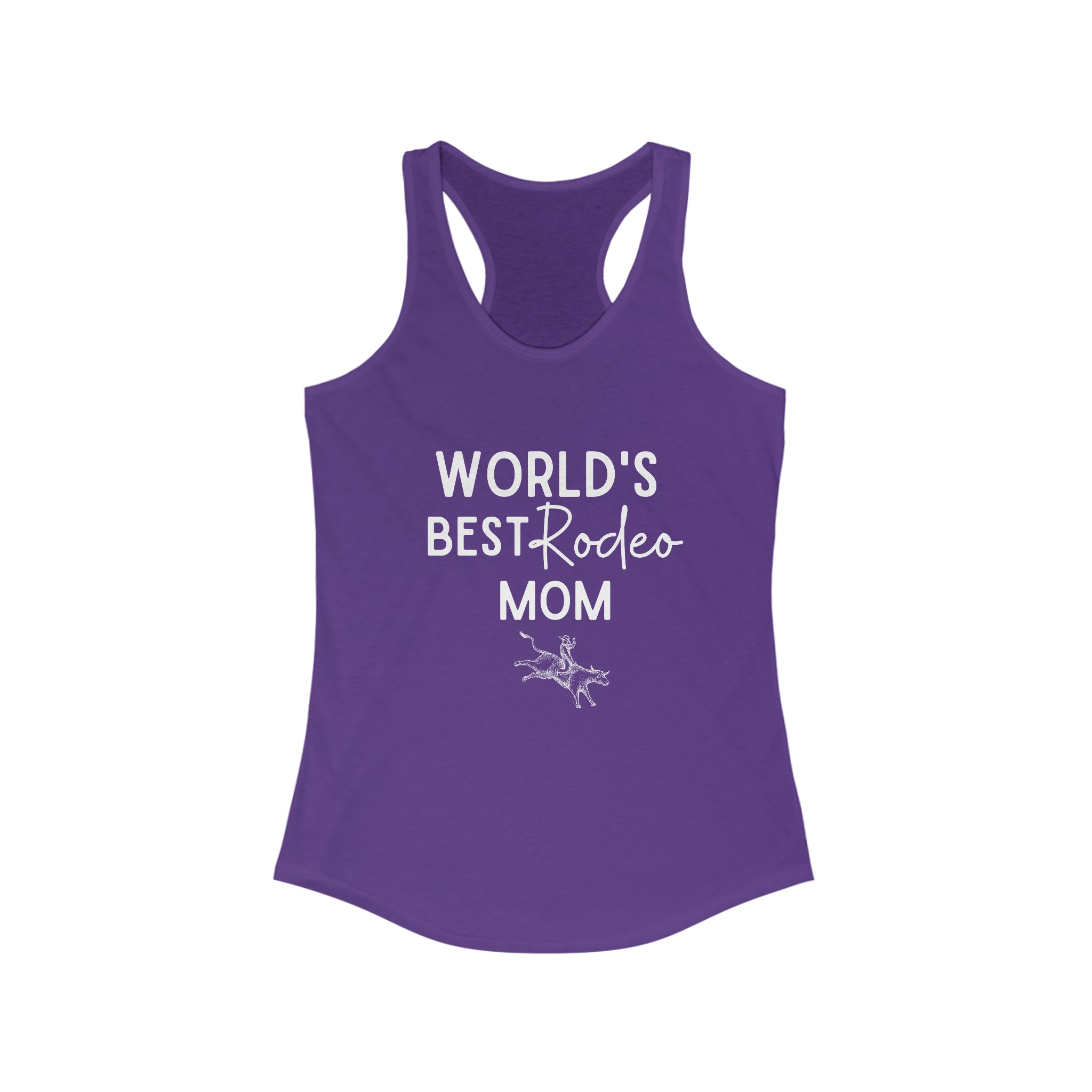 World's Best Rodeo Mom Racerback Tank tcc graphic tee Printify XS Solid Purple Rush