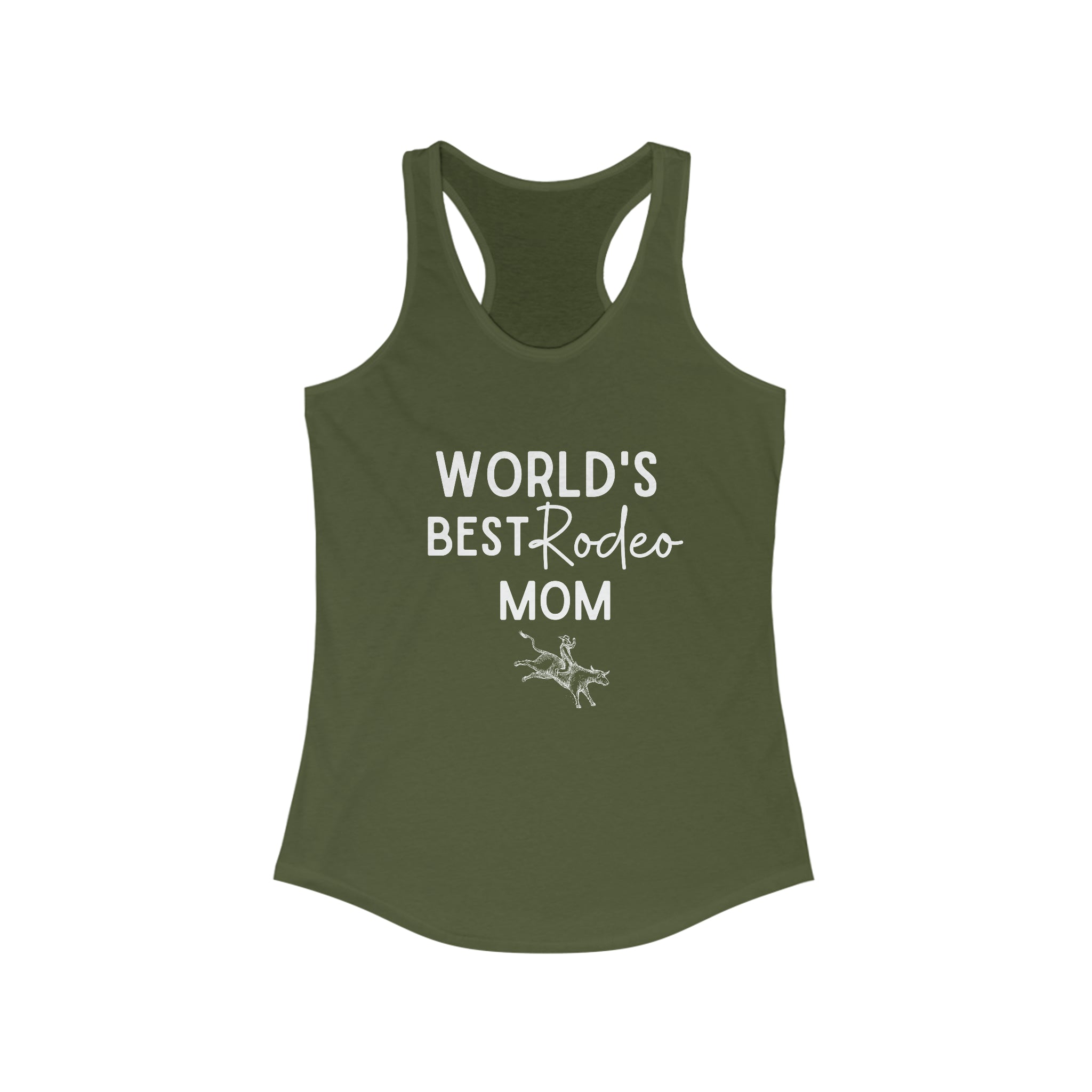 World's Best Rodeo Mom Racerback Tank tcc graphic tee Printify XS Solid Military Green