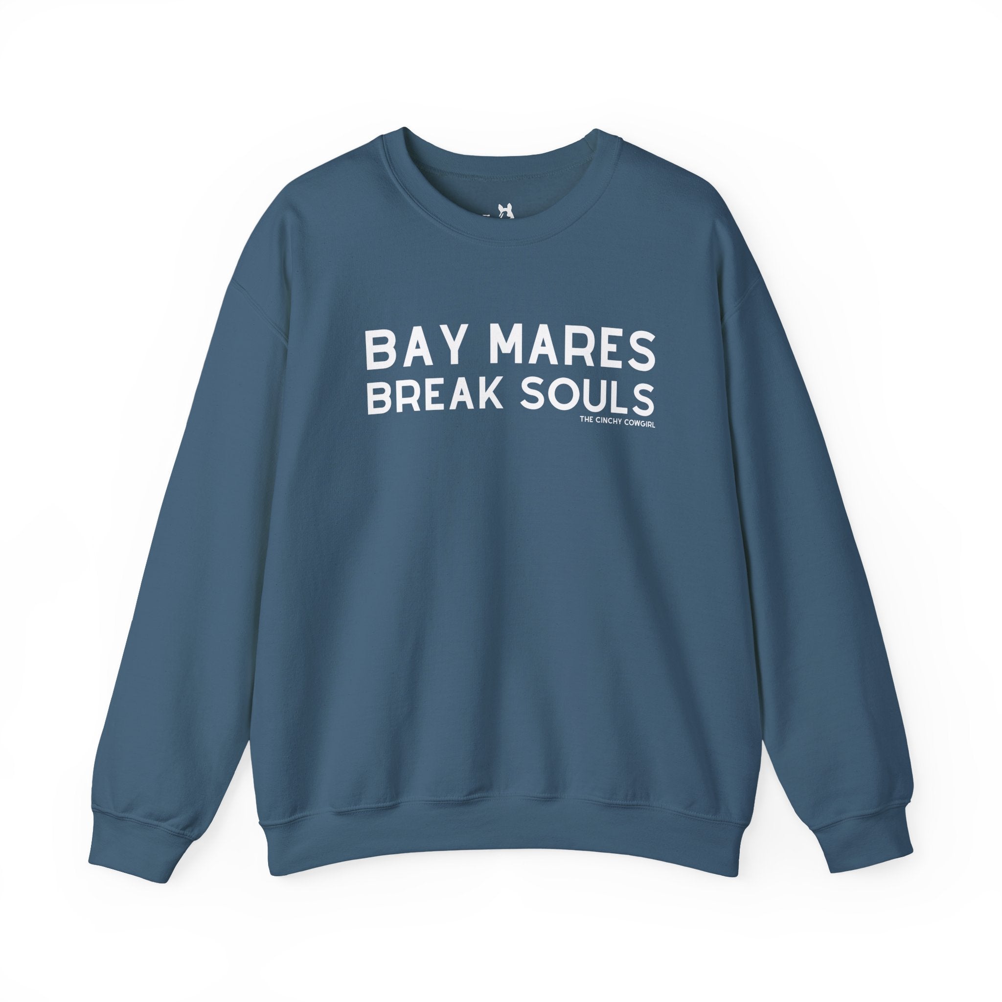 Bay Mares Break Souls Pullover Sweatshirt The Cinchy Cowgirl - Print S Indigo Blue