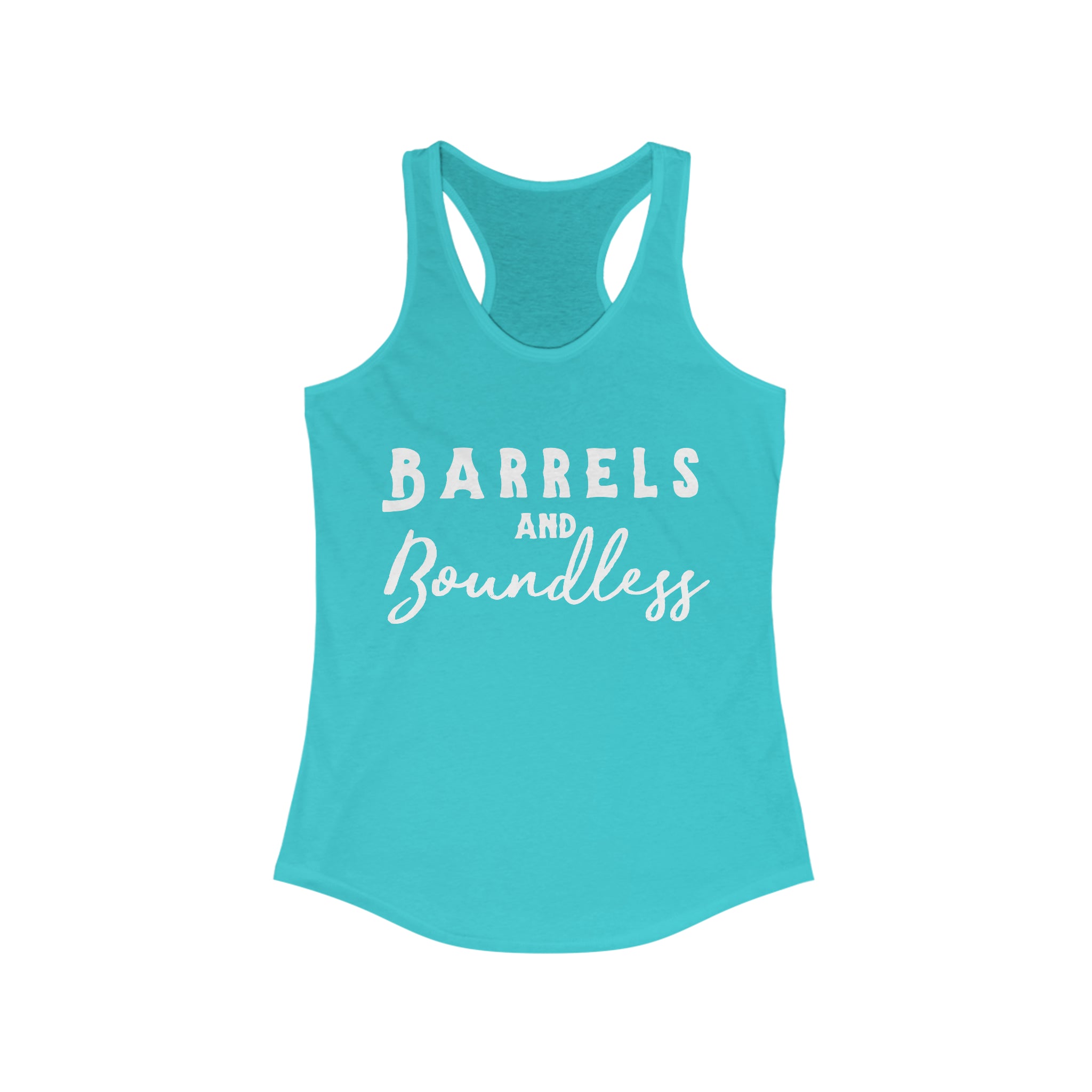 Barrels & Boundless Racerback Tank Horse Riding Discipline Tee Printify XS Solid Tahiti Blue