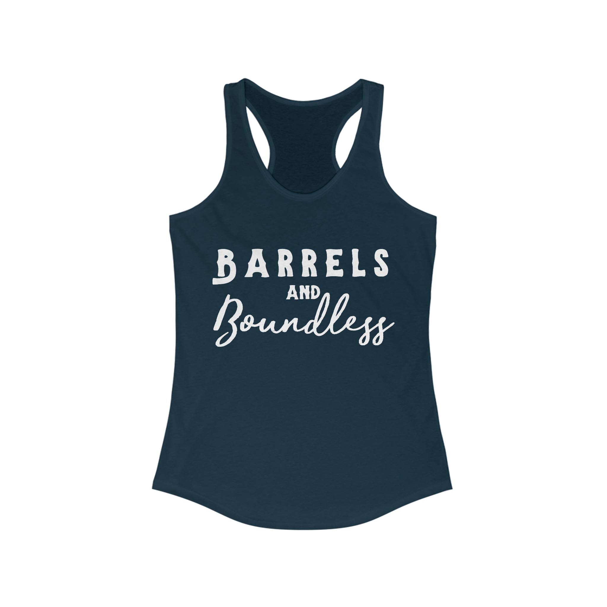 Barrels & Boundless Racerback Tank Horse Riding Discipline Tee Printify XS Solid Midnight Navy