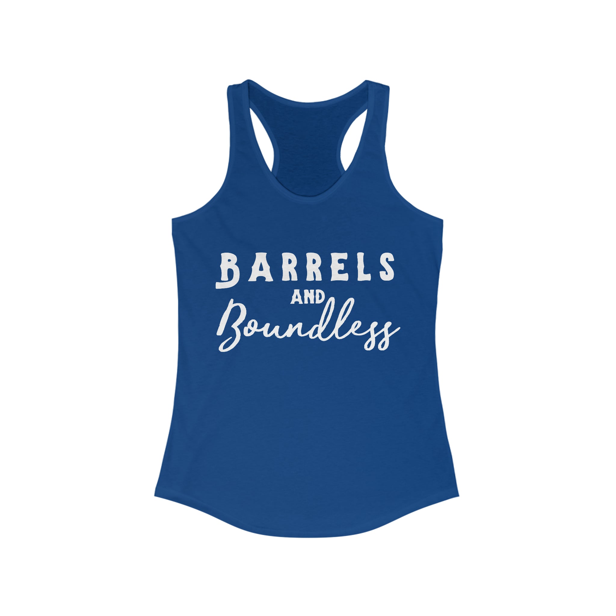 Barrels & Boundless Racerback Tank Horse Riding Discipline Tee Printify XS Solid Royal
