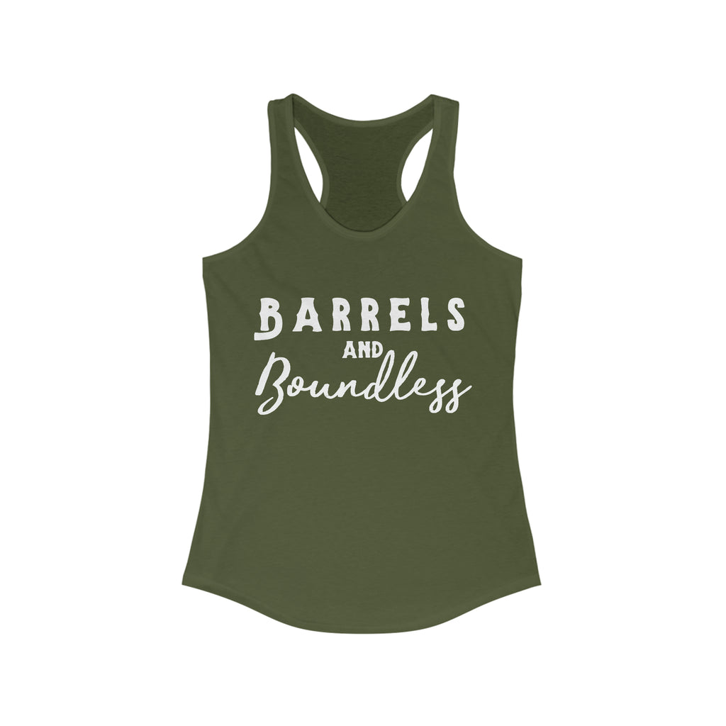 Barrels & Boundless Racerback Tank Horse Riding Discipline Tee Printify XS Solid Military Green 