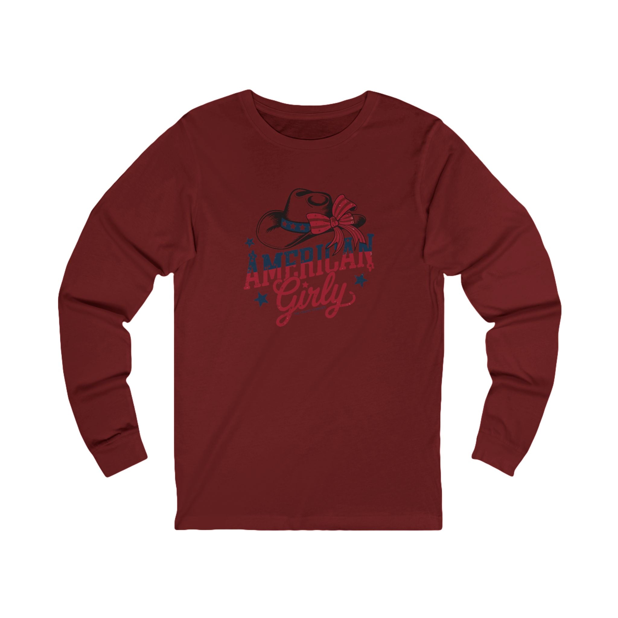 American Girly Long Sleeve Tee Long-sleeve The Cinchy Cowgirl - Print S Cardinal