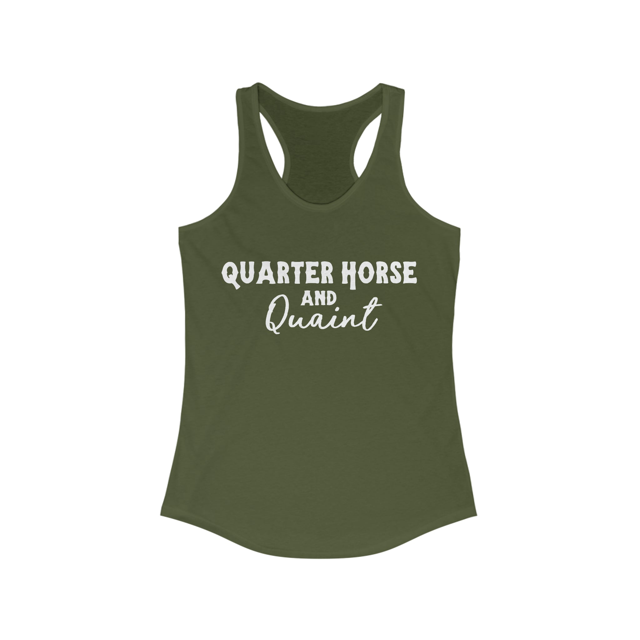Quarter Horse & Quaint Racerback Tank Horse Color Shirts Printify XS Solid Military Green