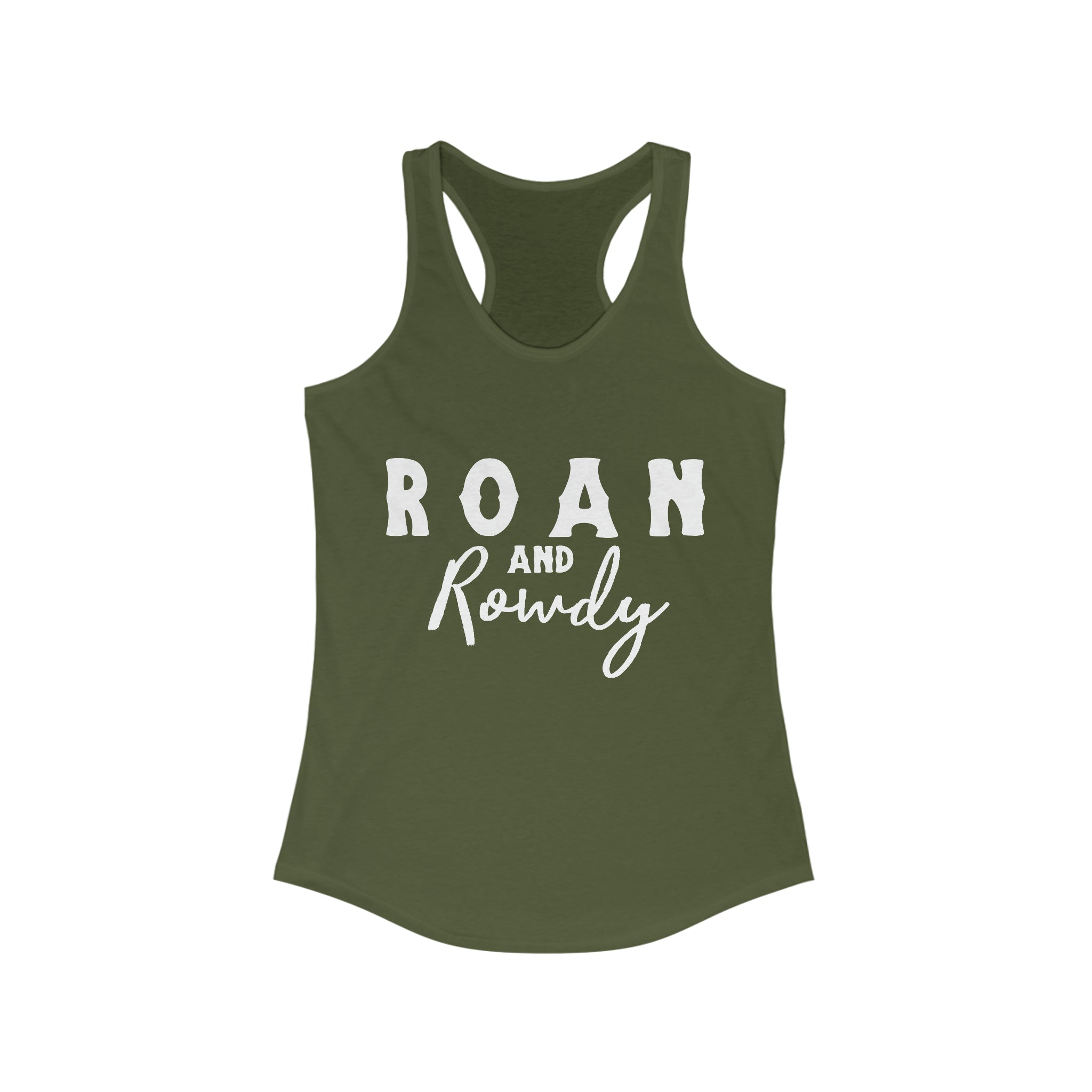 Roan & Rowdy Racerback Tank Horse Color Shirts Printify XS Solid Military Green