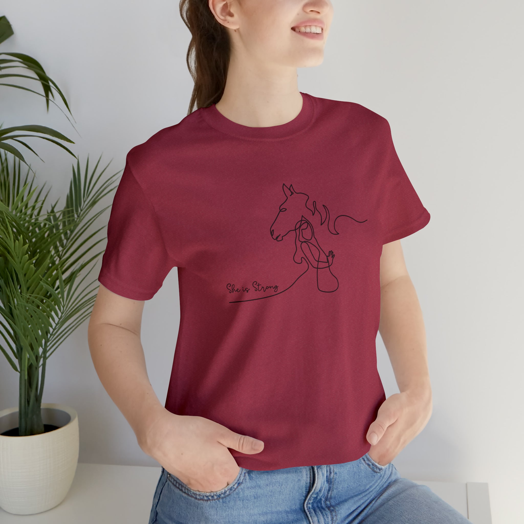 She is Strong Short Sleeve Tee tcc graphic tee Printify Heather Raspberry XS
