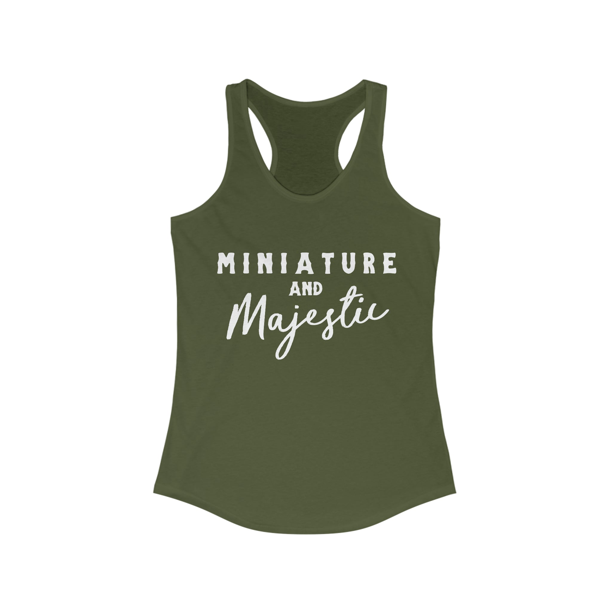 Miniature & Majestic Racerback Tank Horse Color Shirts Printify XS Solid Military Green