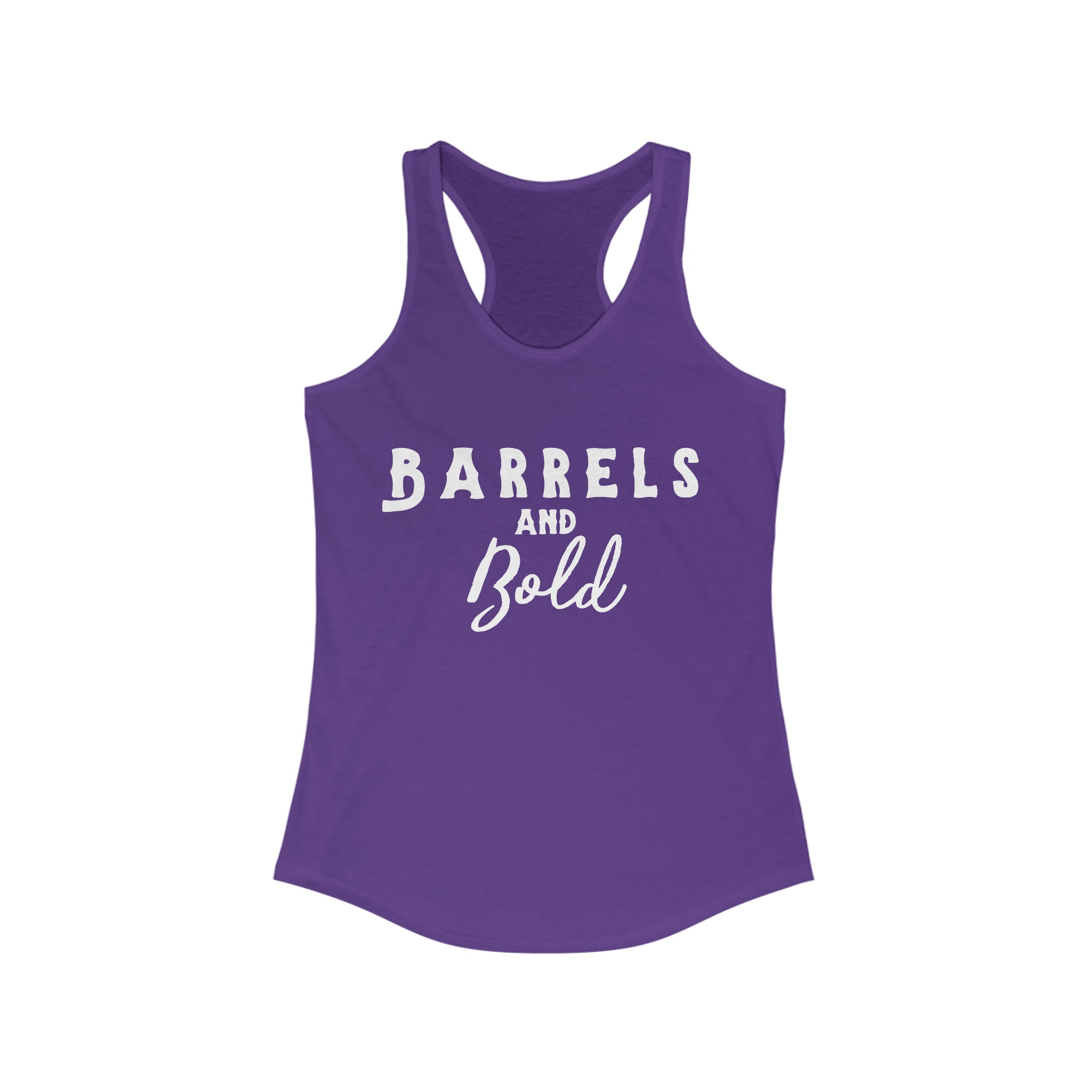 Barrels & Bold Racerback Tank Horse Riding Discipline Tee Printify XS Solid Purple Rush