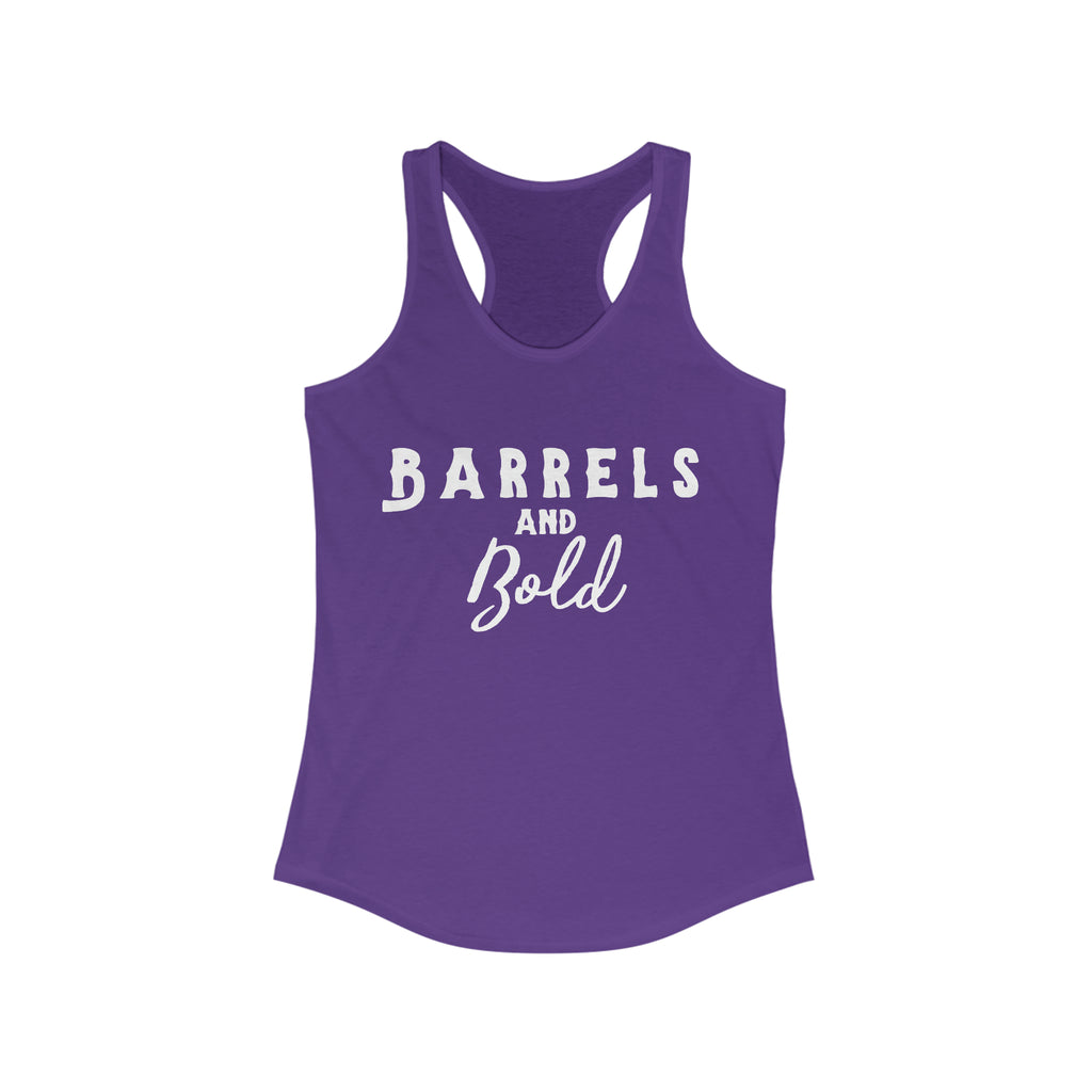 Barrels & Bold Racerback Tank Horse Riding Discipline Tee Printify XS Solid Purple Rush 