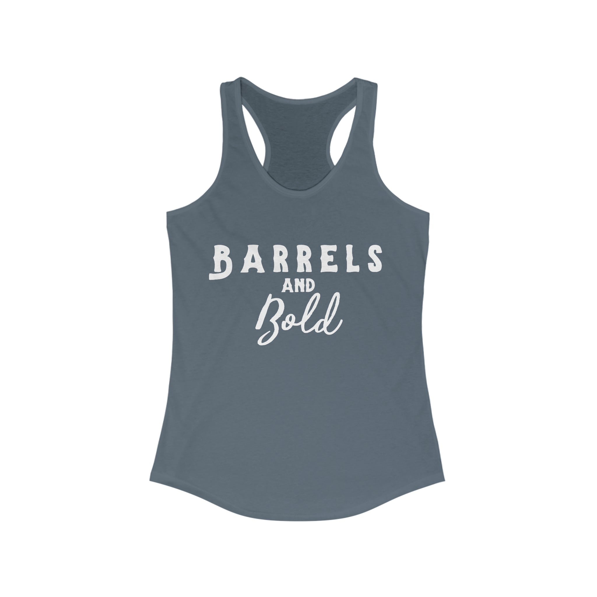 Barrels & Bold Racerback Tank Horse Riding Discipline Tee Printify XS Solid Indigo
