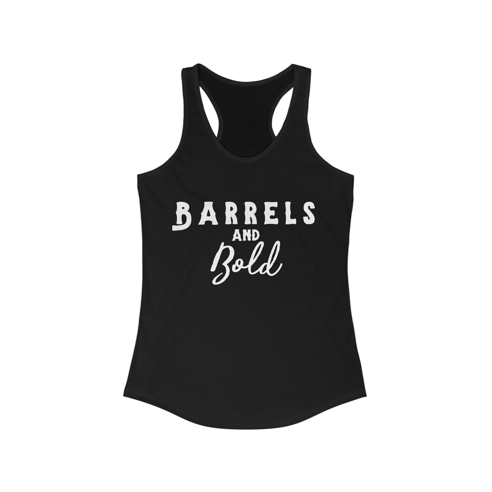 Barrels & Bold Racerback Tank Horse Riding Discipline Tee Printify XS Solid Black