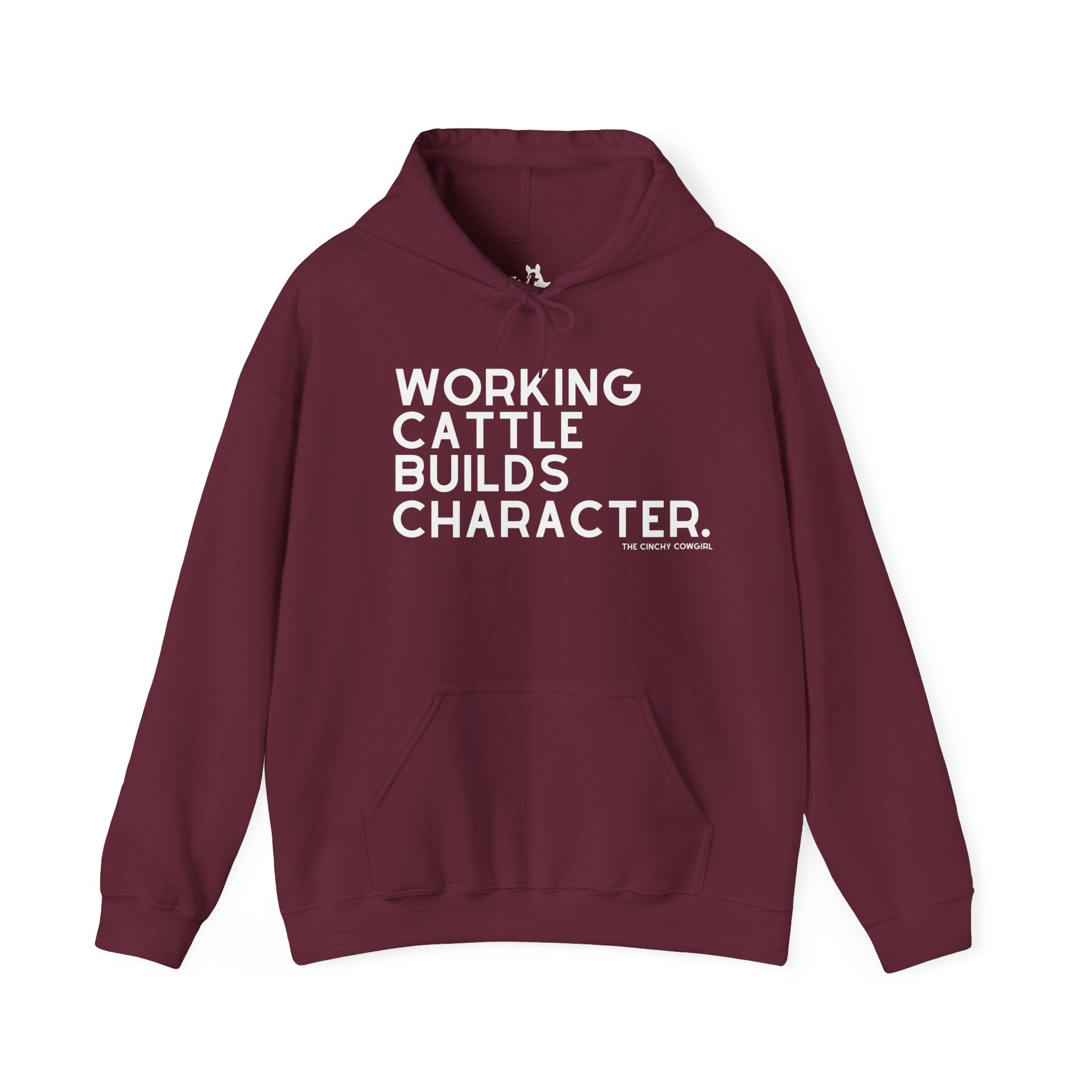 Working Cattle Builds Character Hoodie Hoodie The Cinchy Cowgirl - Print Maroon S