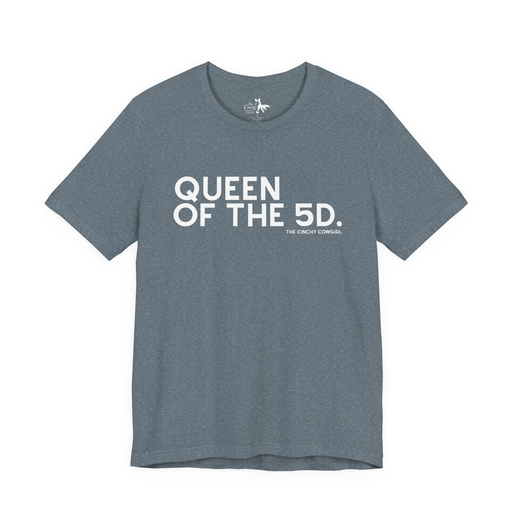 Queen of the 5D Short Sleeve Tee graphic tee - dropship The Cinchy Cowgirl - Print Heather Slate XS