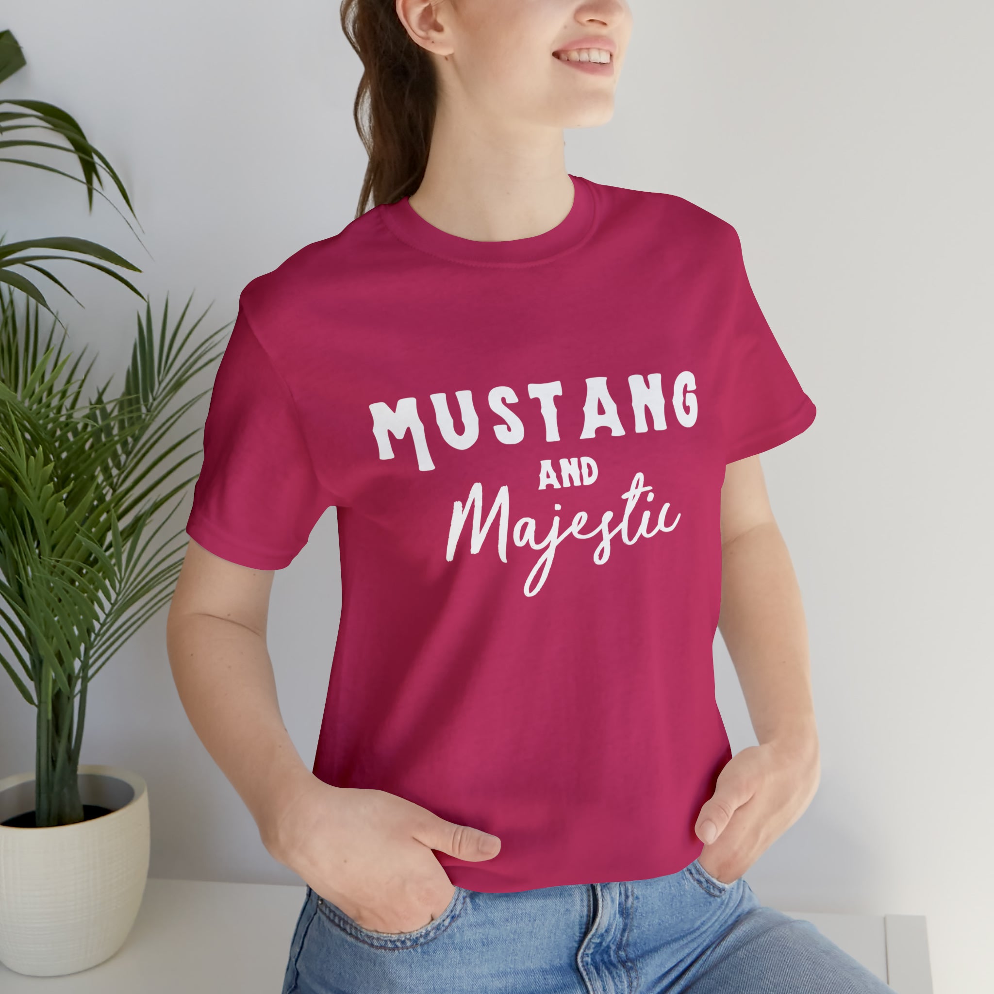 Mustang & Majestic Short Sleeve Tee Horse Color Shirt Printify Berry XS