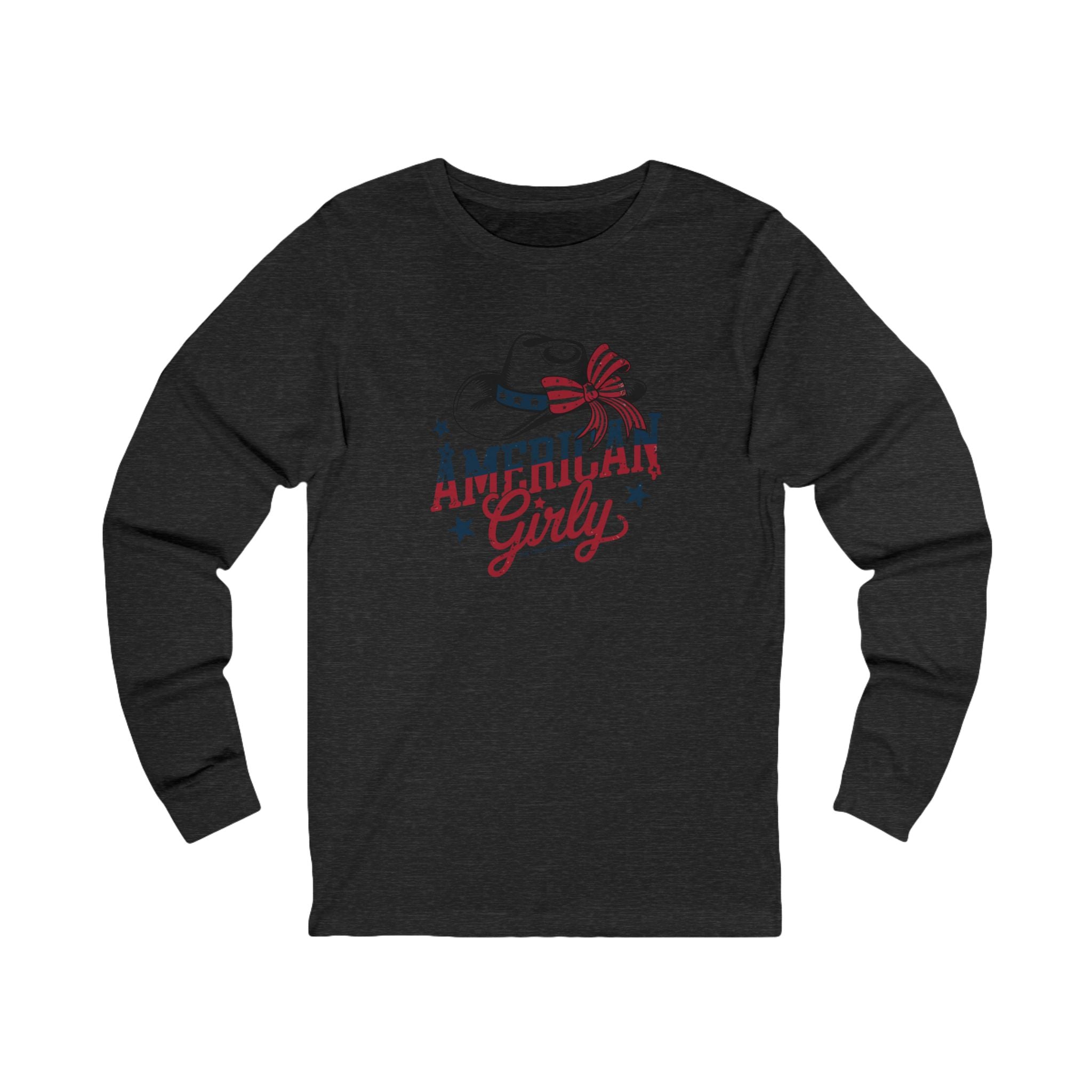 American Girly Long Sleeve Tee Long-sleeve The Cinchy Cowgirl - Print S Dark Heathered Gray