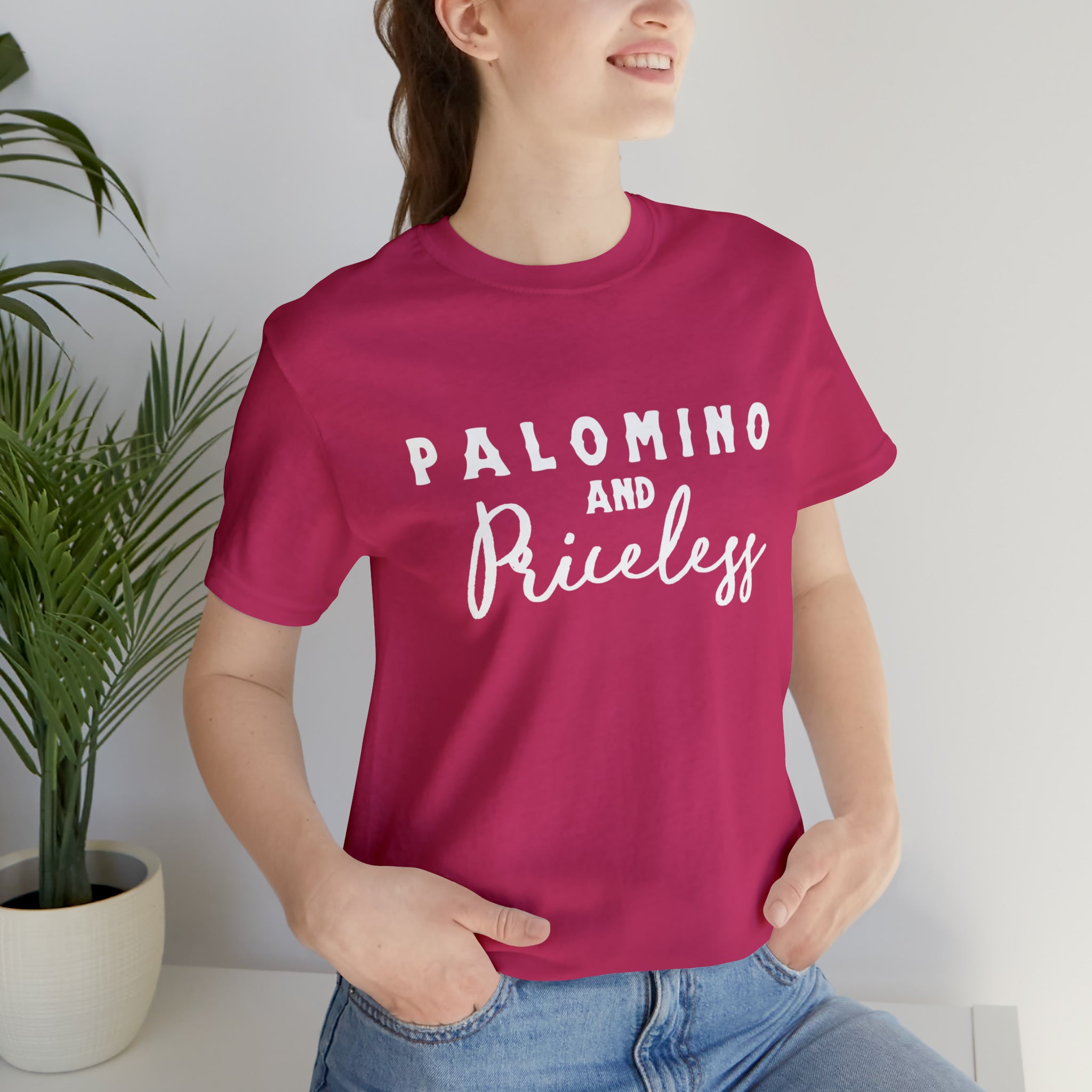 Palomino & Priceless Short Sleeve Tee Horse Color Shirt Printify Berry XS