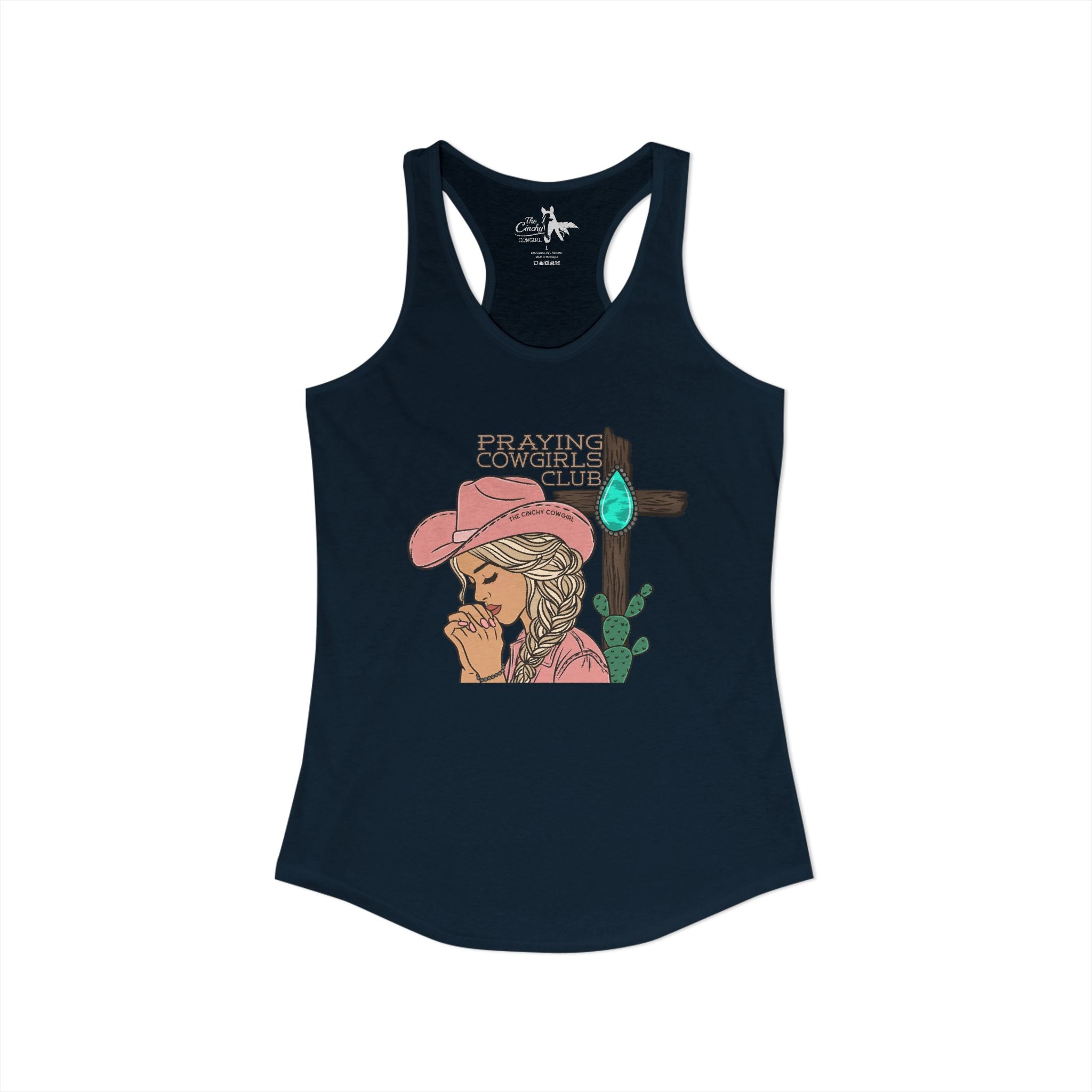 Praying Cowgirls Club Tank Top Tank Top The Cinchy Cowgirl - Print XS Solid Midnight Navy